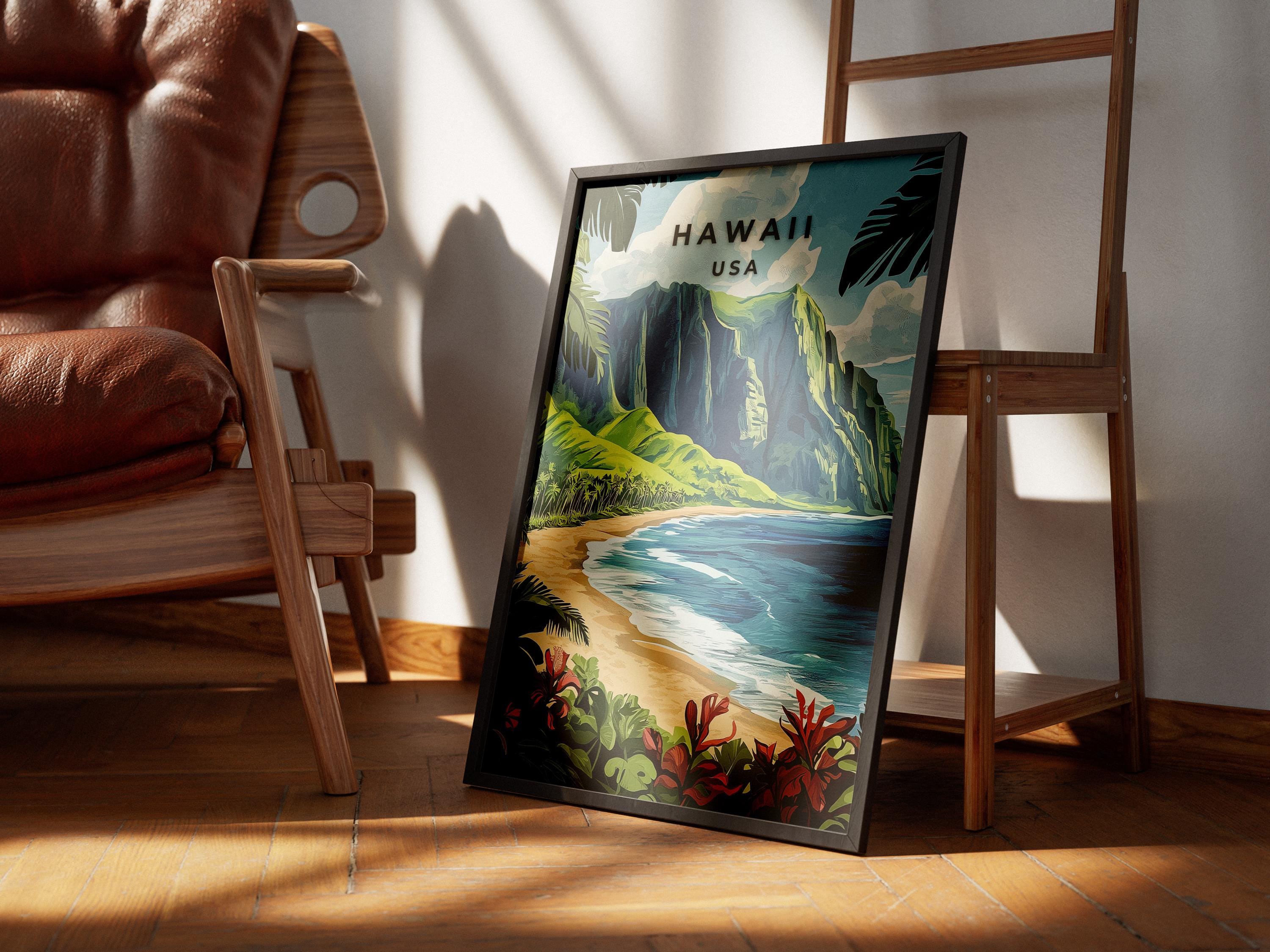 Hawaii Travel Poster: Vintage Tropical Beach Art Print