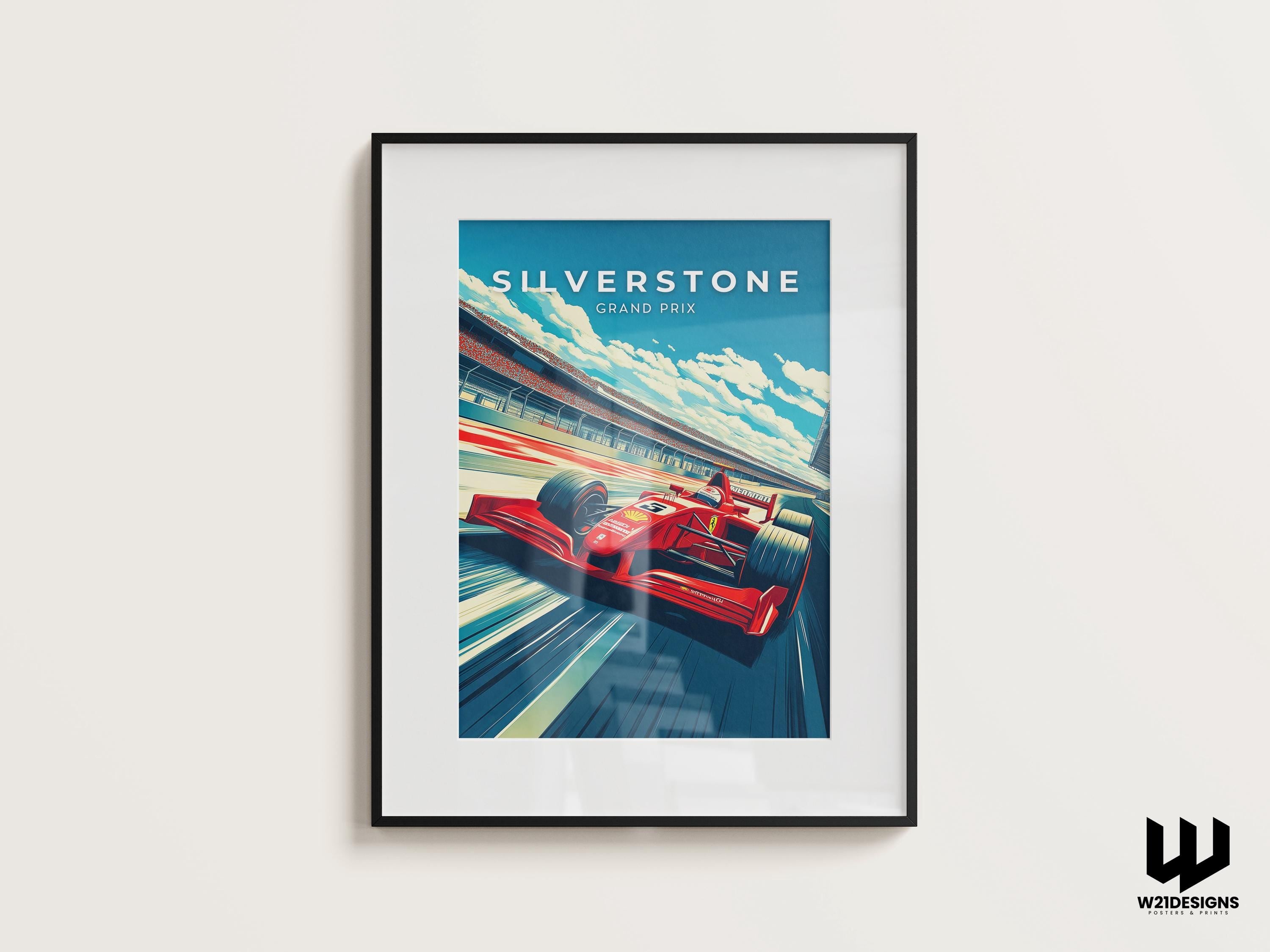 Silverstone Grand Prix Poster: Retro F1 Racing Art Print