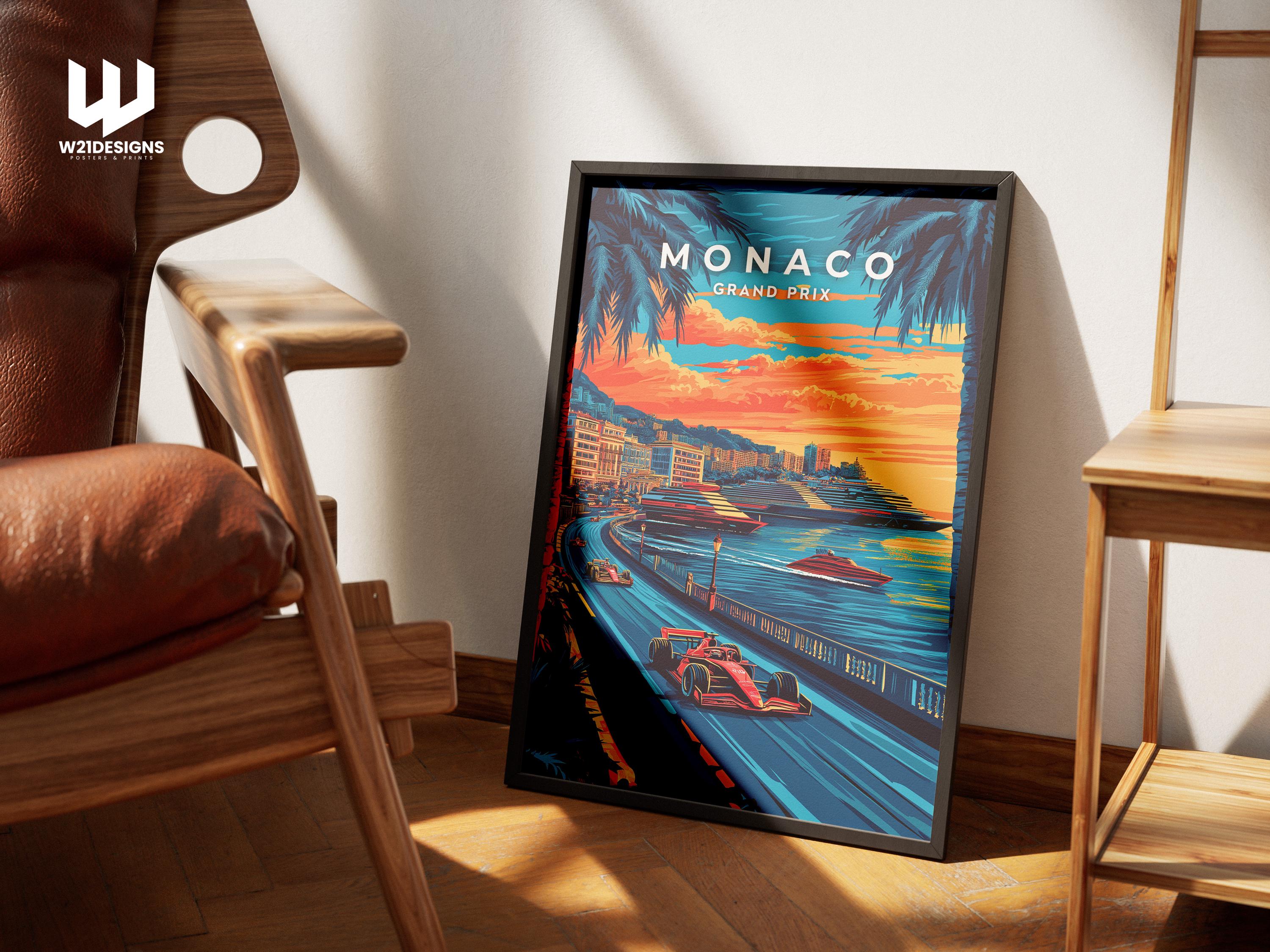 Monaco Grand Prix Travel Poster: French Riviera F1 Racing Art
