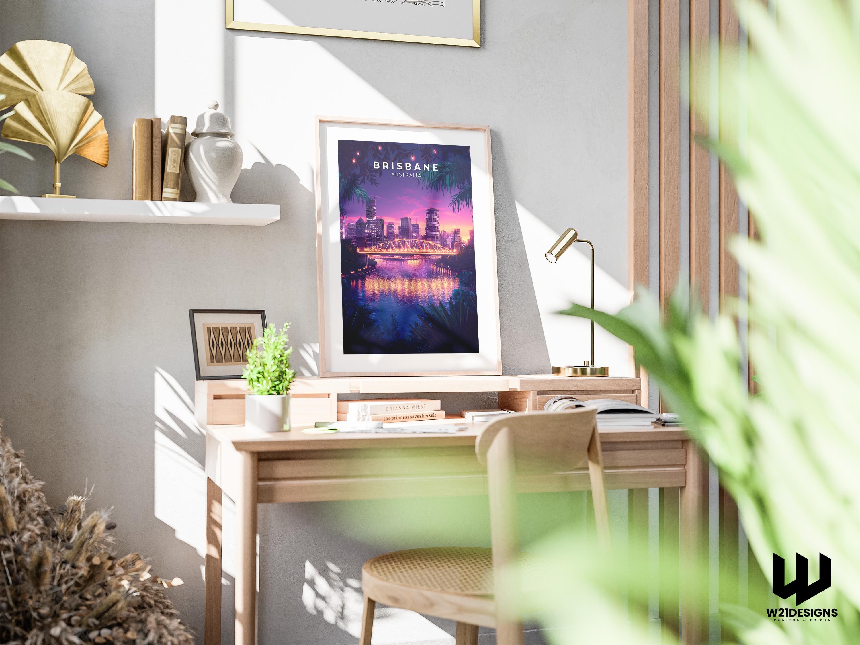 Brisbane Australia Print: Story Bridge Cityscape Art