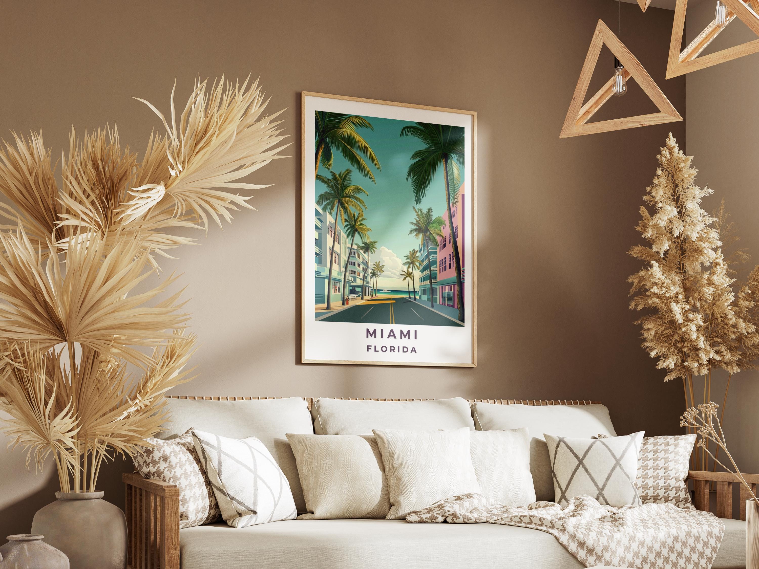 Miami Travel Poster: Vintage Art Deco South Beach Print