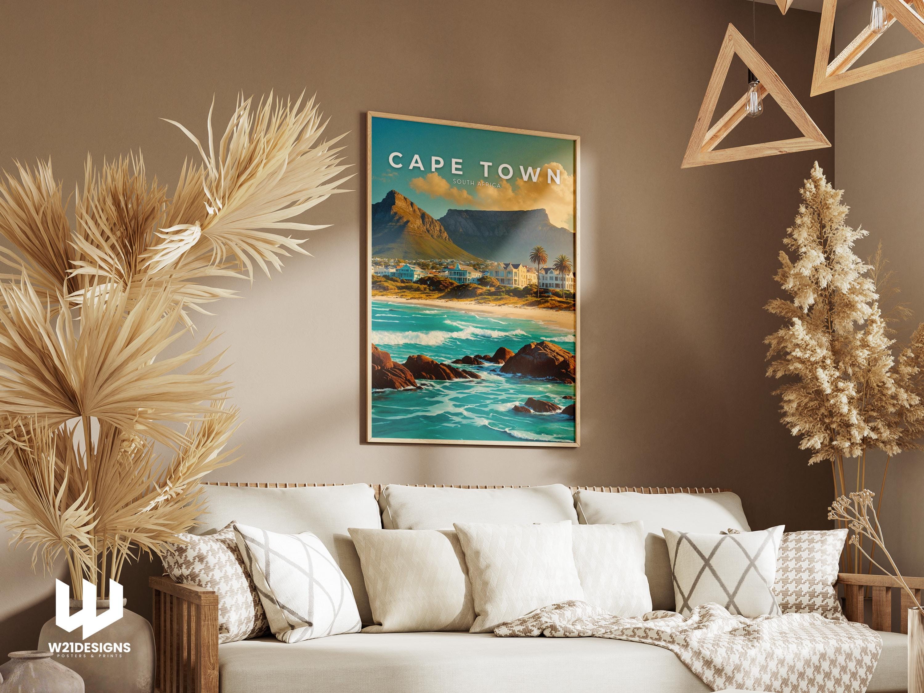 Cape Town Travel Print: Table Mountain, South Africa Coastal Art
