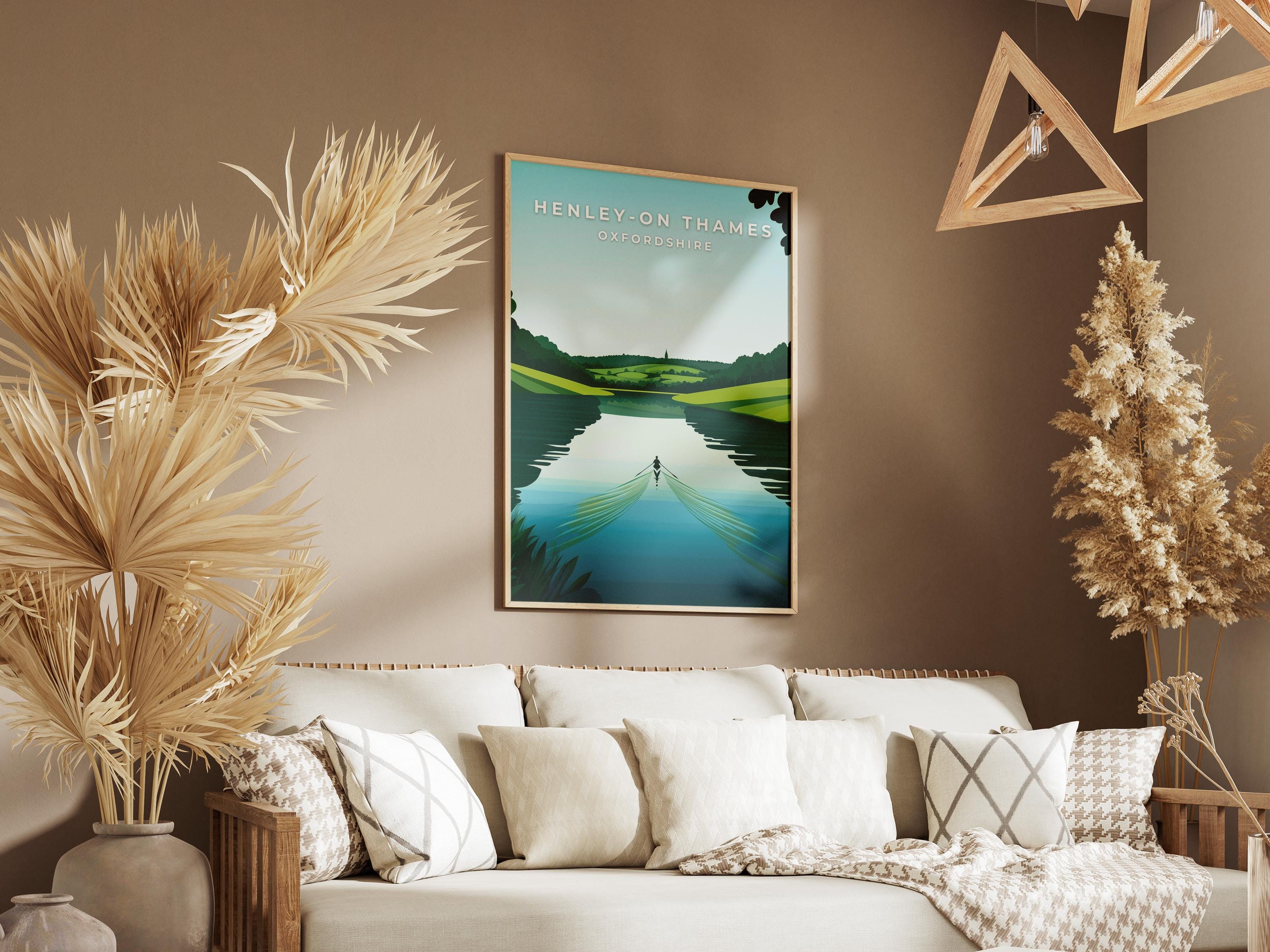 Henley-on-Thames Rowing Print: Minimalist River Thames Travel Poster