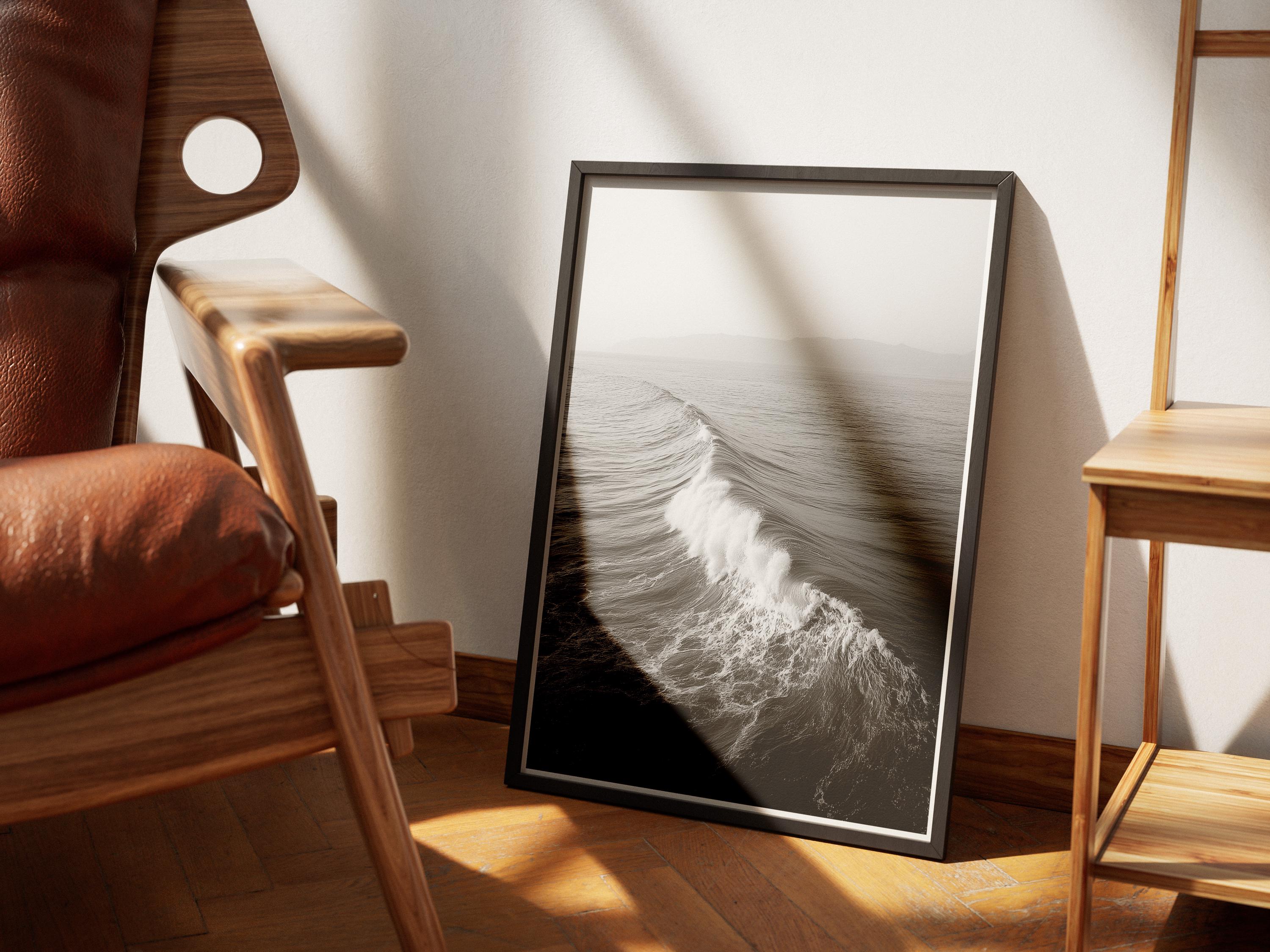 Black and White Ocean Wave Print: Minimalist Coastal Photography