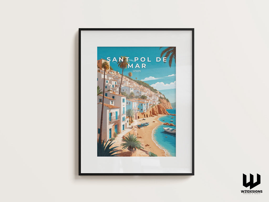Sant Pol de Mar Print: Colorful Spain Travel Poster