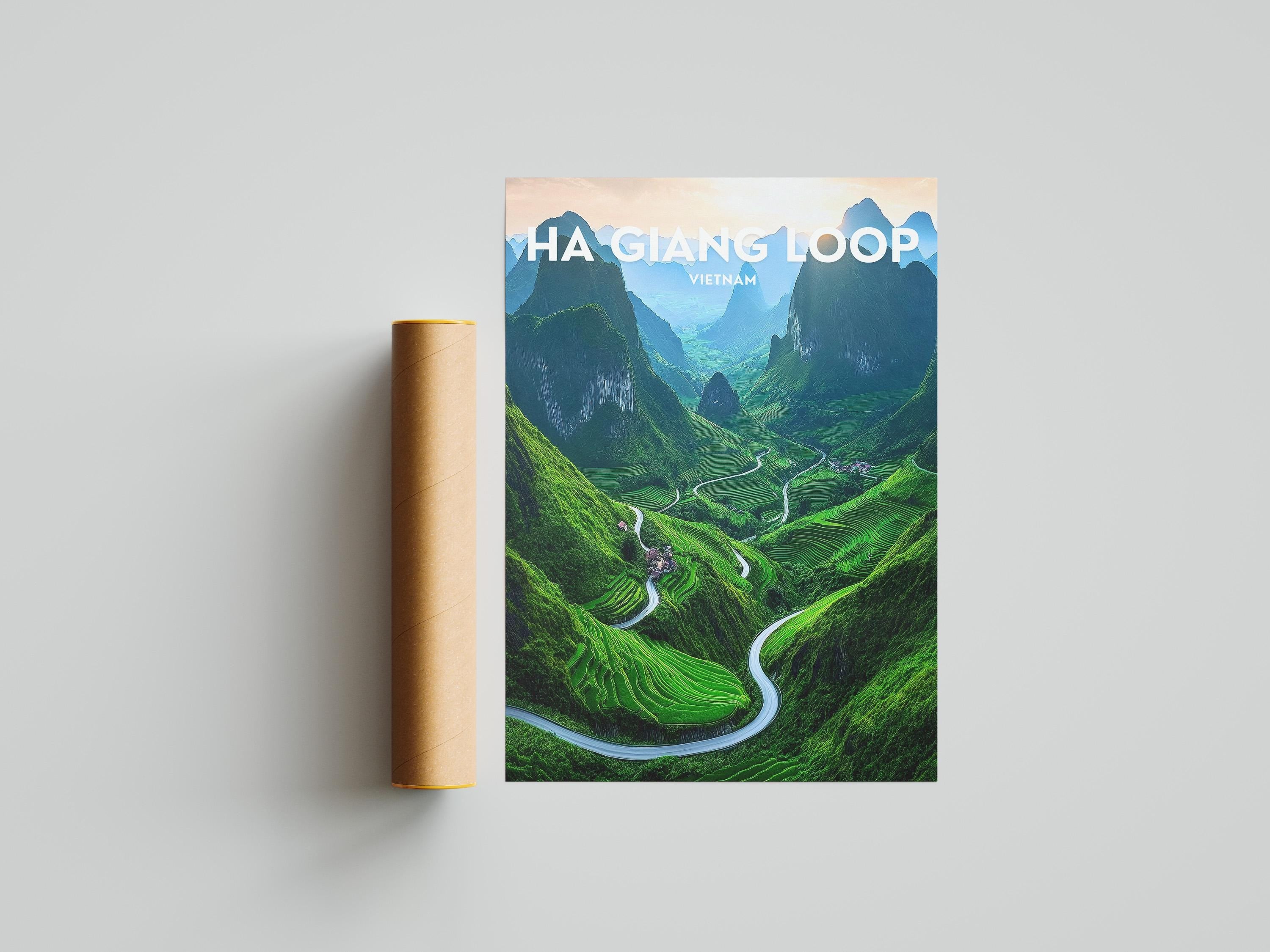 Ha Giang Loop Vietnam Poster: Scenic Mountain Road Trip Print