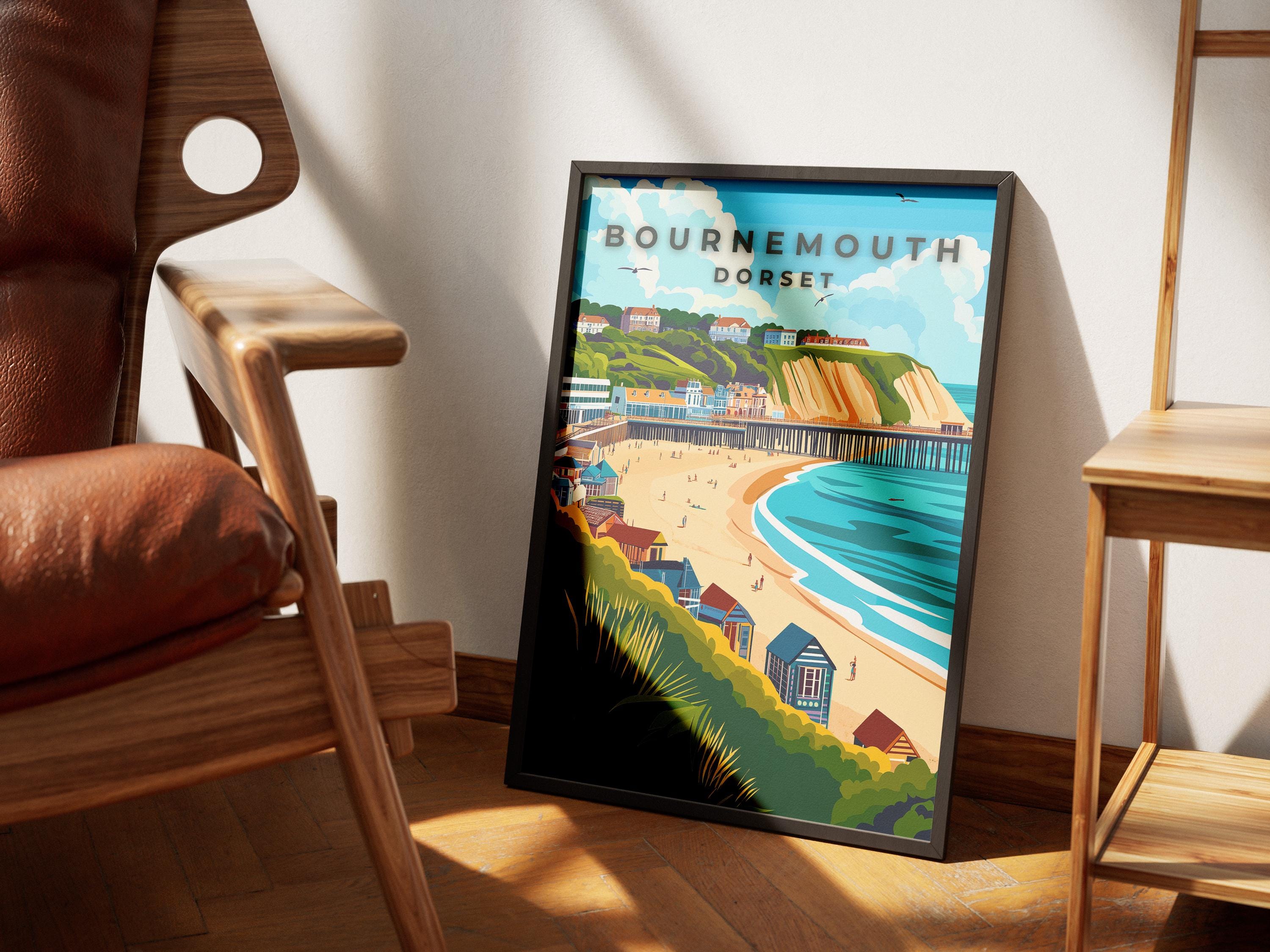 Bournemouth Pier Vintage Travel Poster: Dorset Coastal Art Print