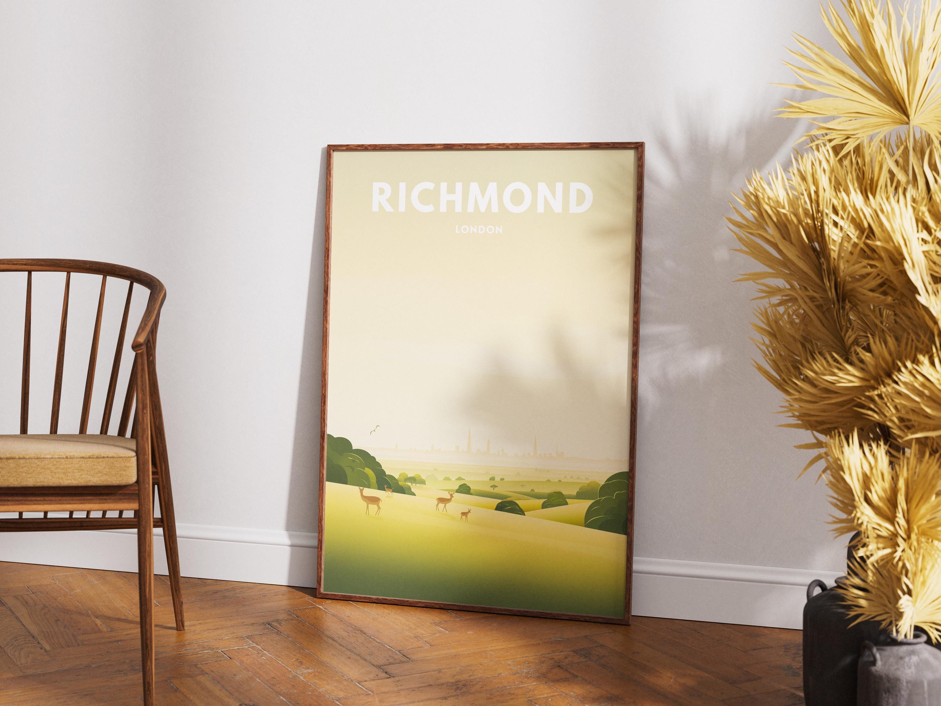 Richmond London Travel Poster | Richmond Park Wall Art | Minimal Skyline Landscape Print