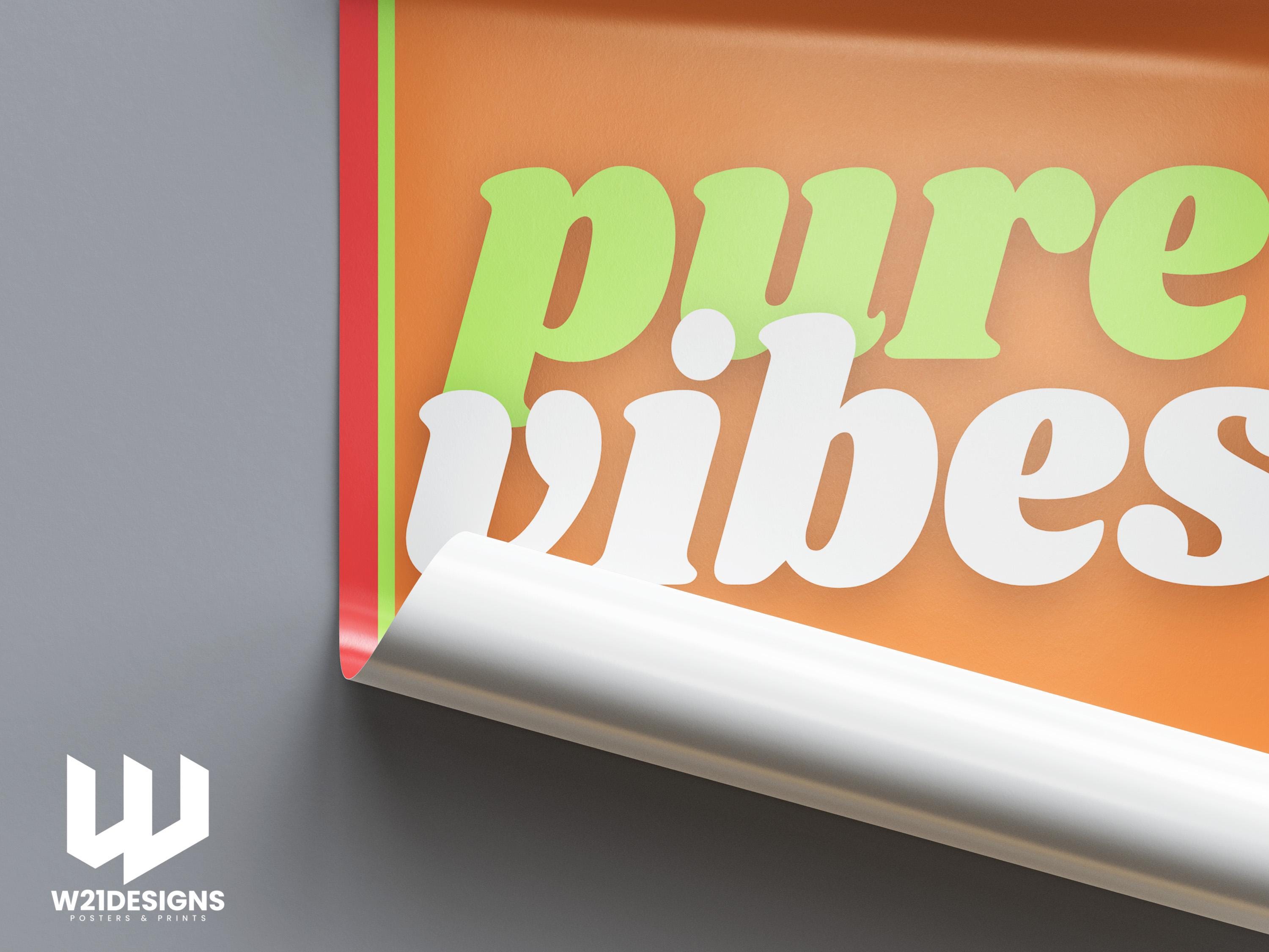 Pure Vibes Print: Retro 90s Y2K Neon Wall Art