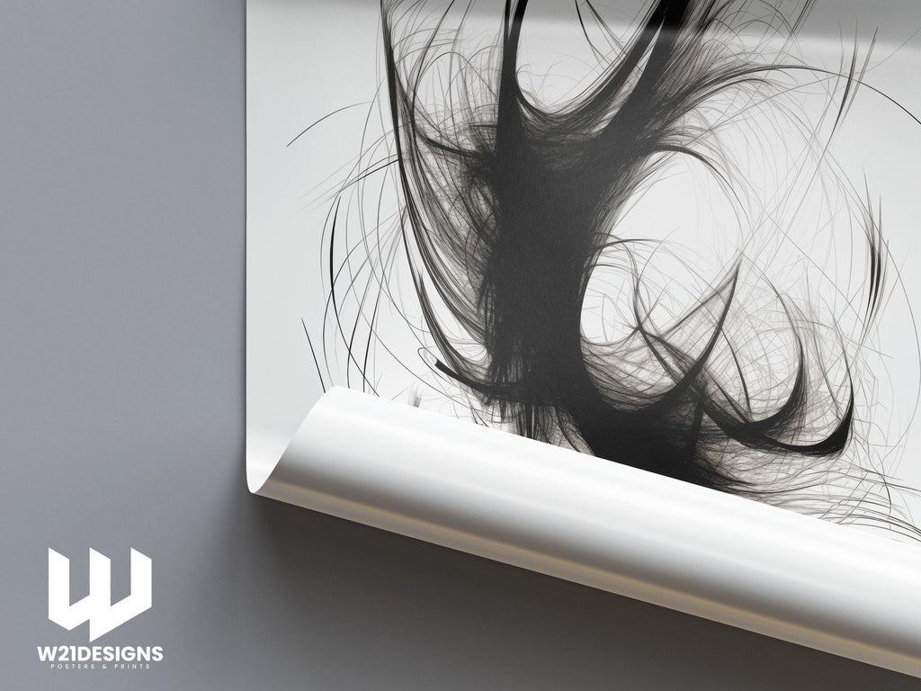 Minimalist Black and White Abstract Art Print (Digital Download)