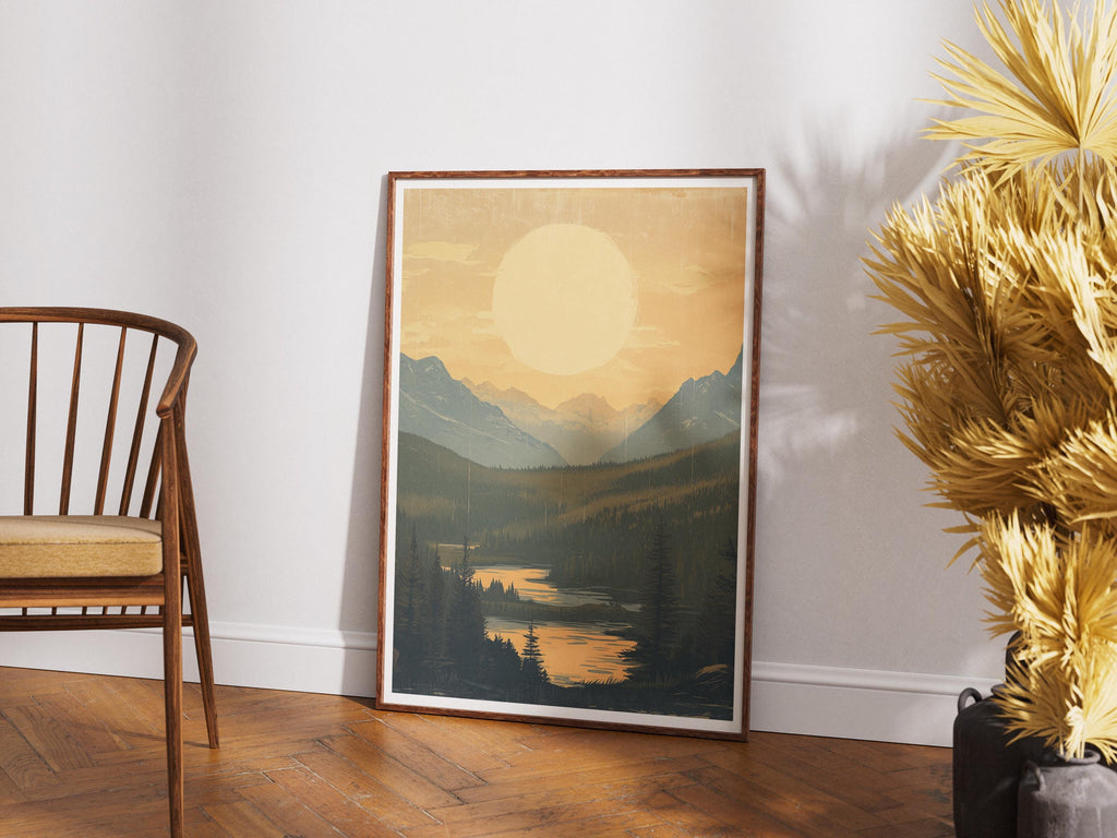Vintage National Park Poster: Retro Mountain Landscape Art Print