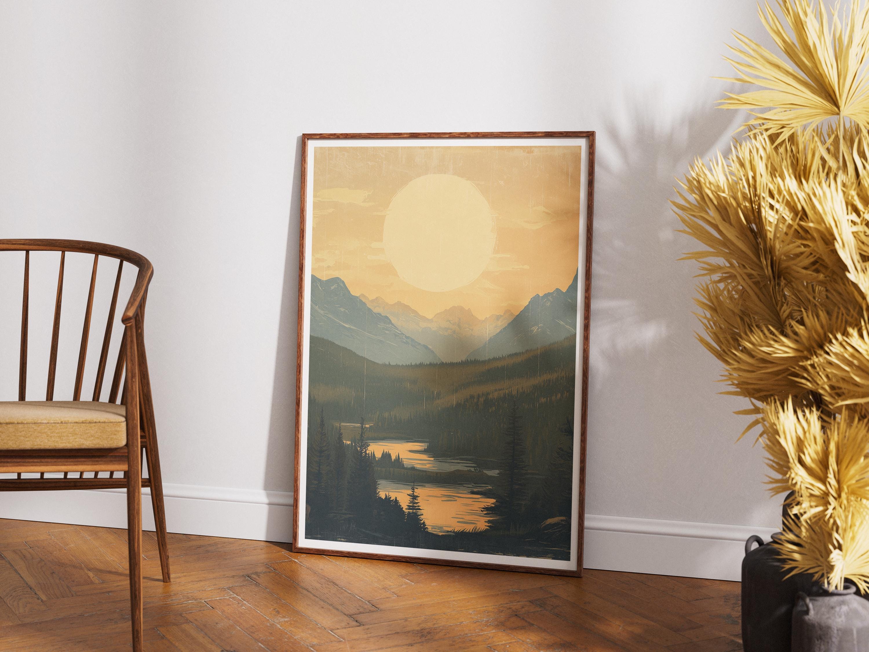 Vintage National Park Poster: Retro Mountain Landscape Art Print