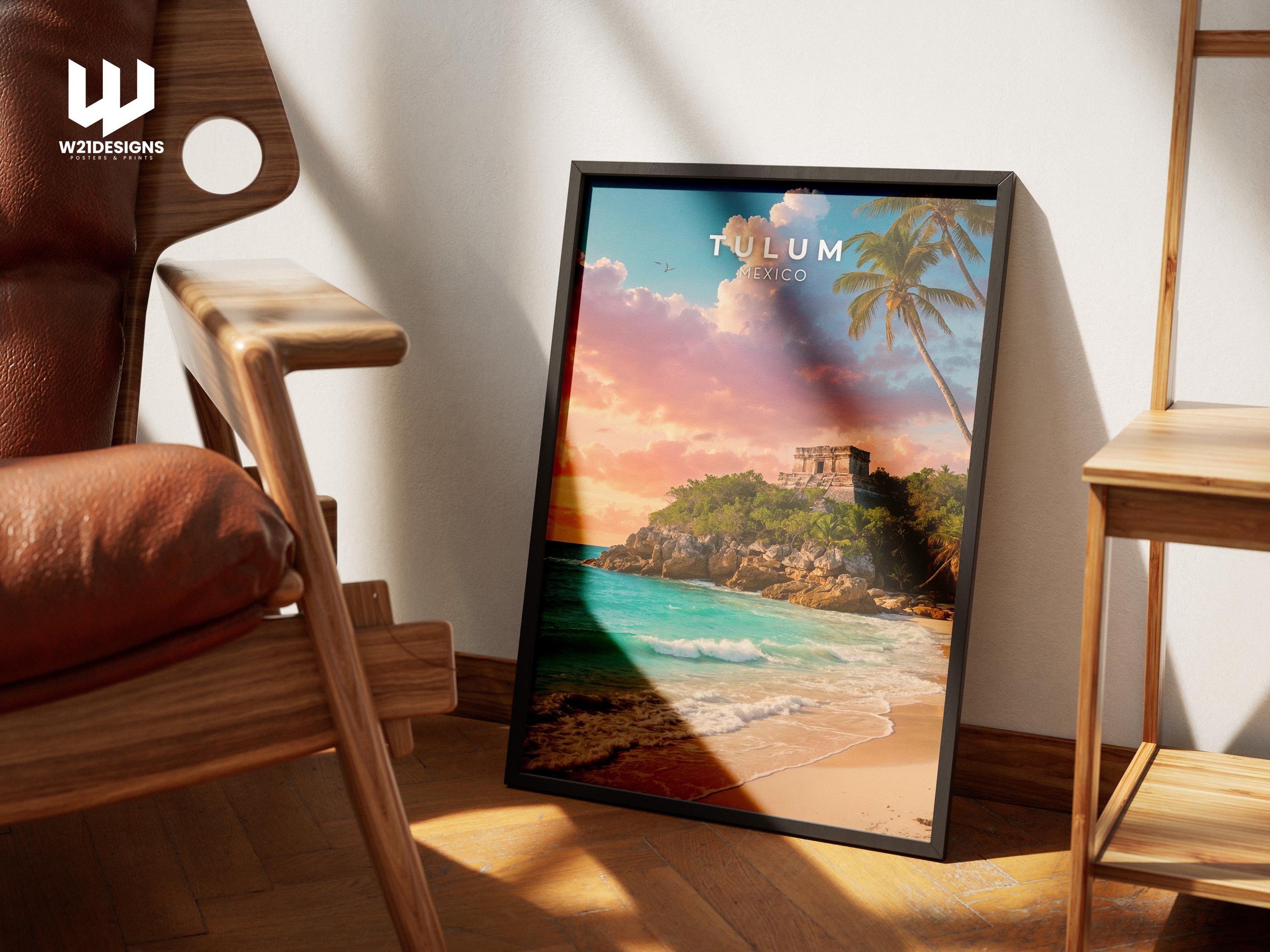 Tulum Mayan Ruins Print: Mexico Travel Poster, Beach Paradise