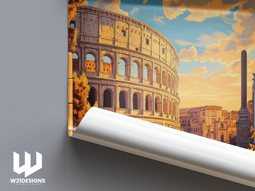 Rome Colosseum Print: Vintage Italy Travel Poster