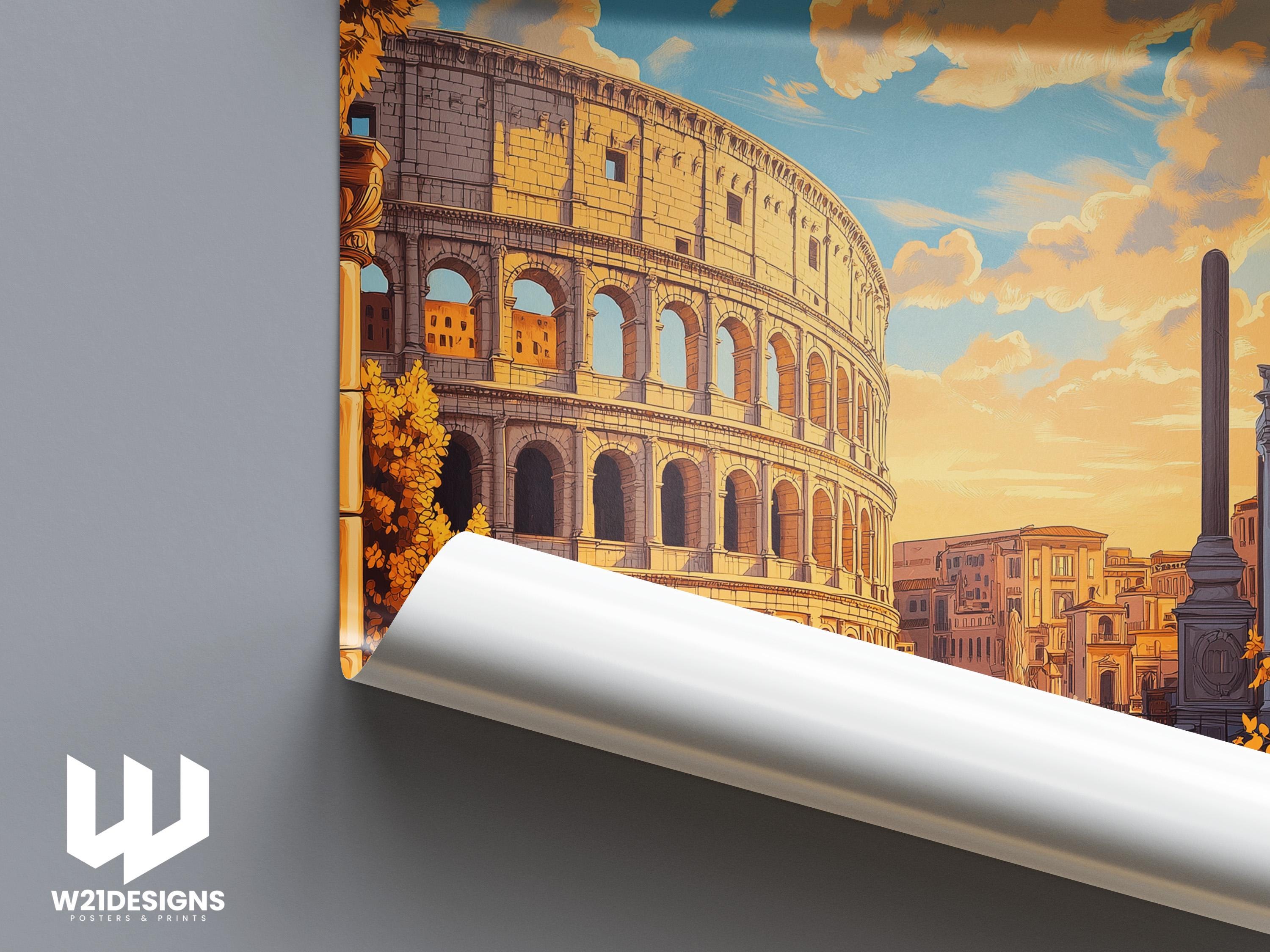 Rome Colosseum Print: Vintage Italy Travel Poster