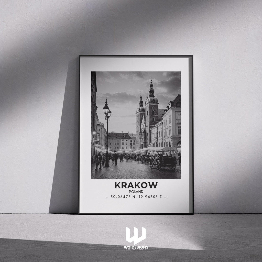 Krakow Poland Travel Print: Historic Cityscape Wall Art