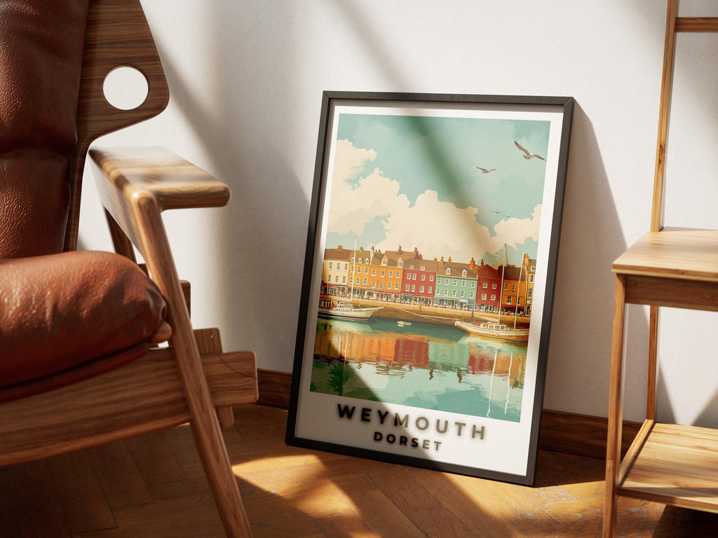 Weymouth Harbour Print: Vintage England Travel Poster
