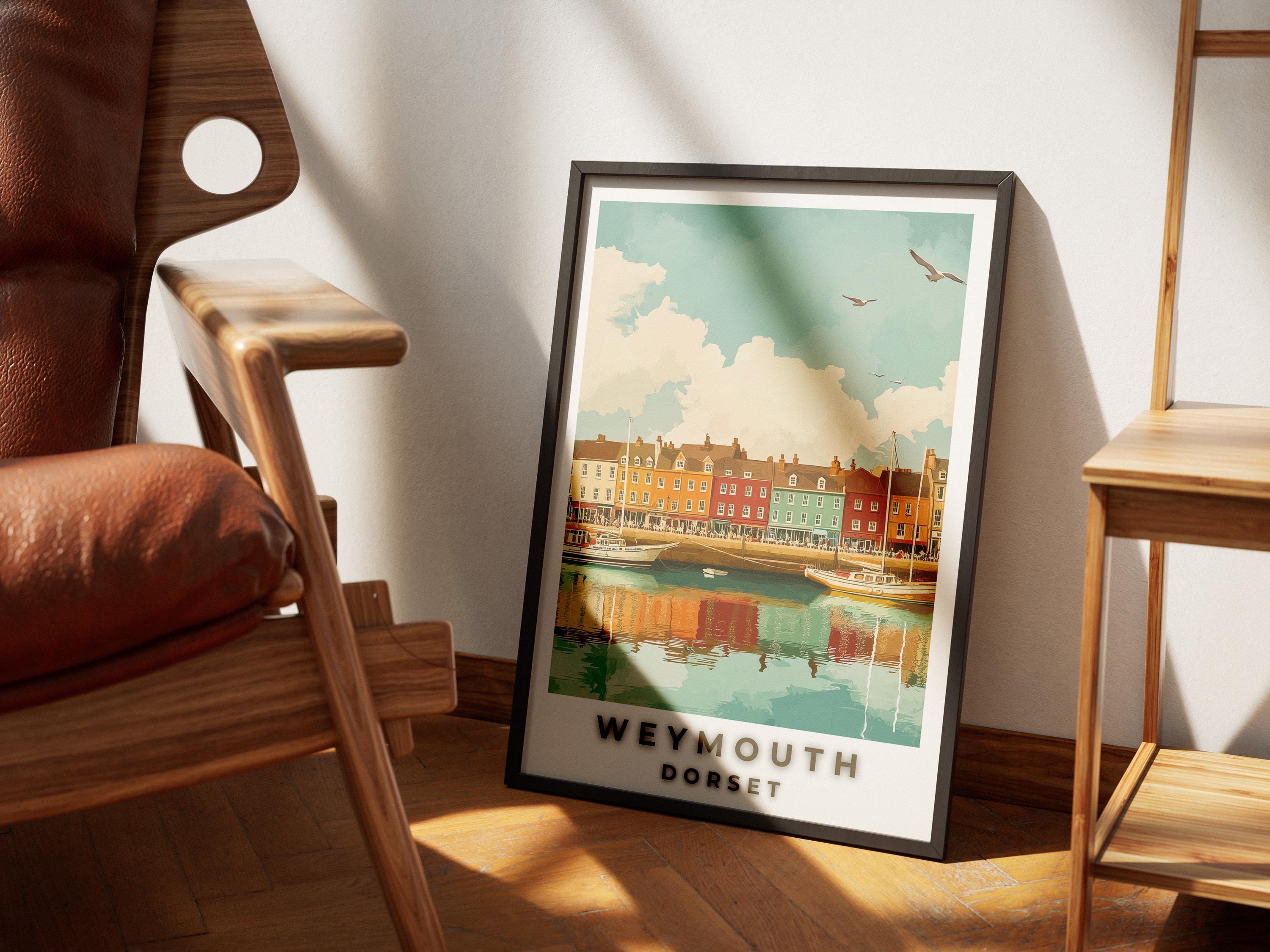 Weymouth Harbour Print: Vintage England Travel Poster