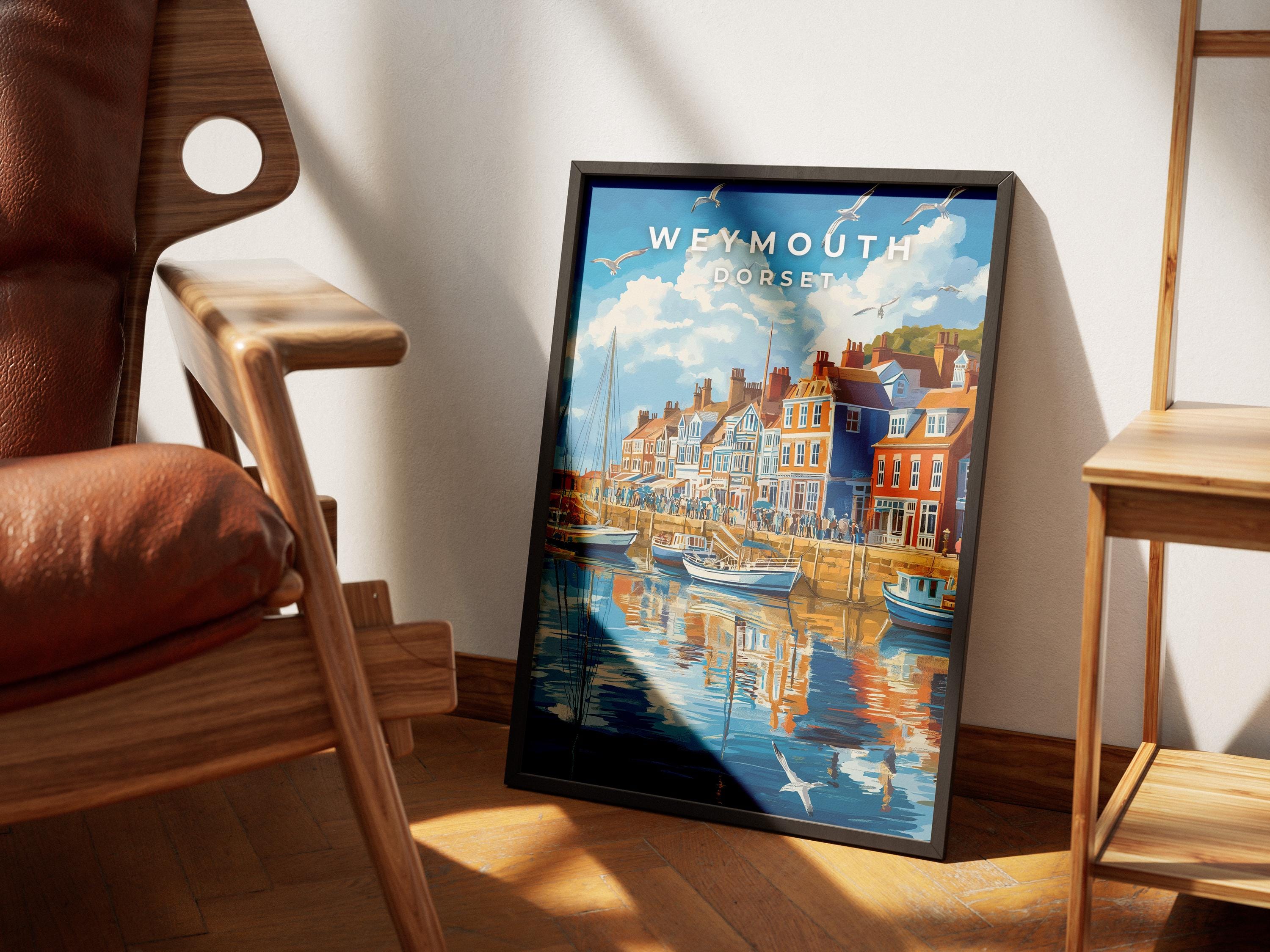 Weymouth Harbour Print: Vintage Coastal Travel Poster