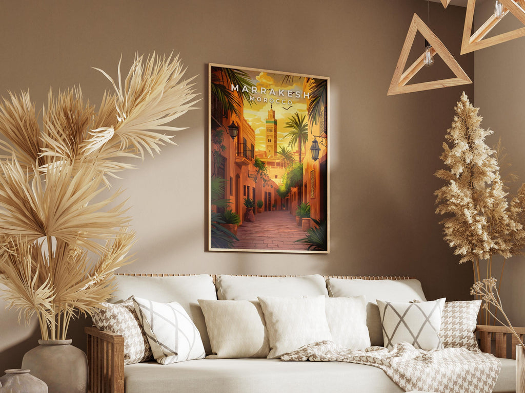 Marrakesh Travel Poster: Vintage Morocco Wall Art