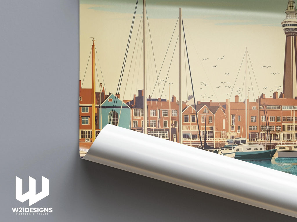 Southampton England Travel Poster: Vintage Coastal Marina Art