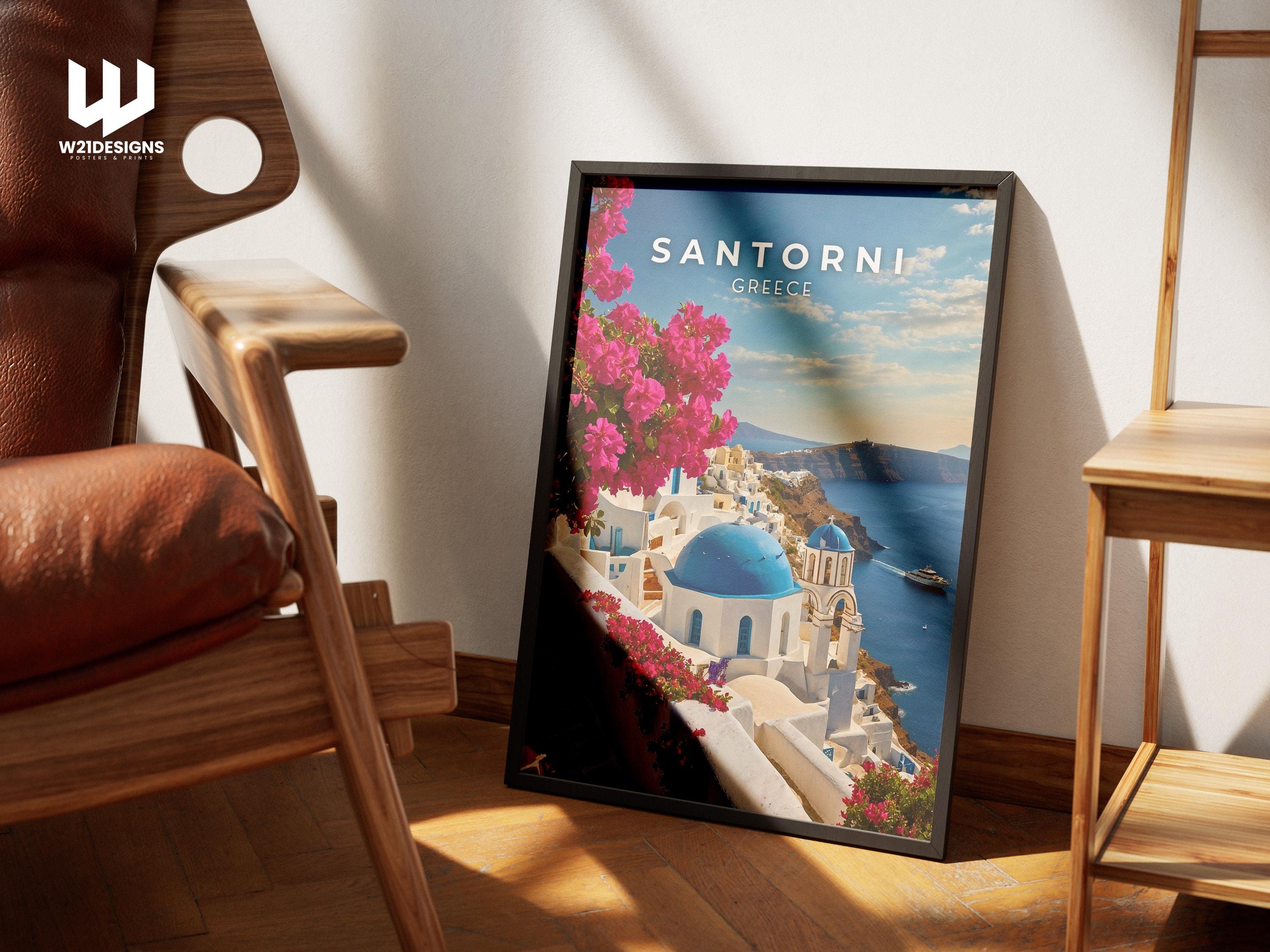 Santorini Greece Travel Print: Aegean Sea, Mediterranean Wall Art