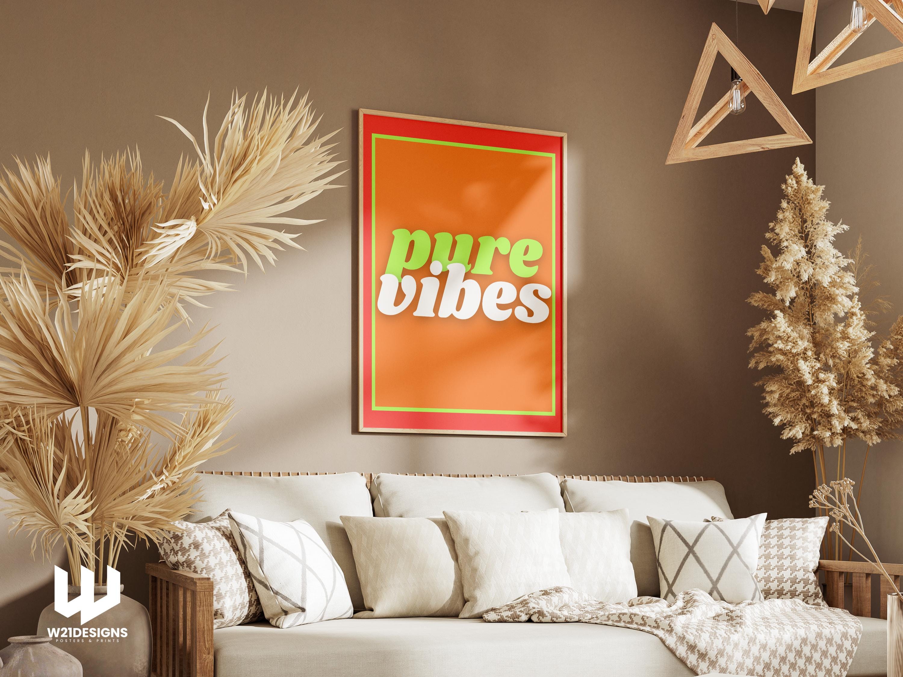 Pure Vibes Print: Retro 90s Y2K Neon Wall Art