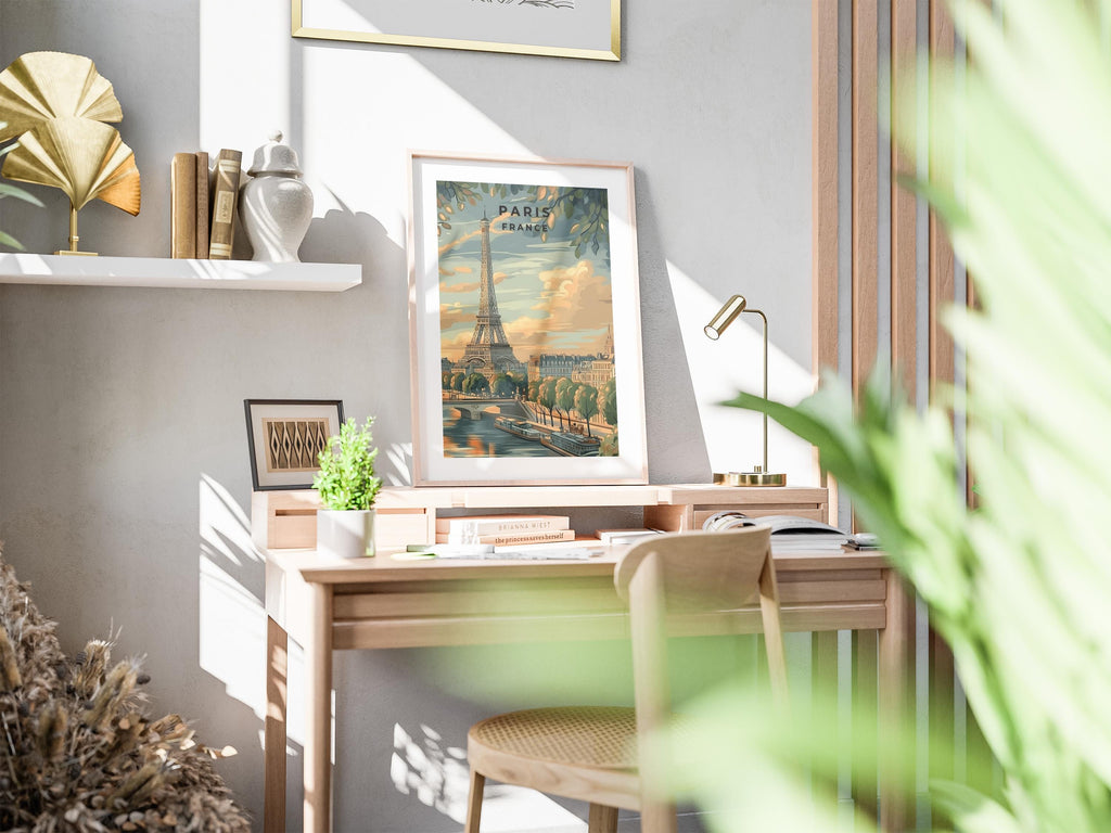 Eiffel Tower Paris Print: Vintage France Travel Poster