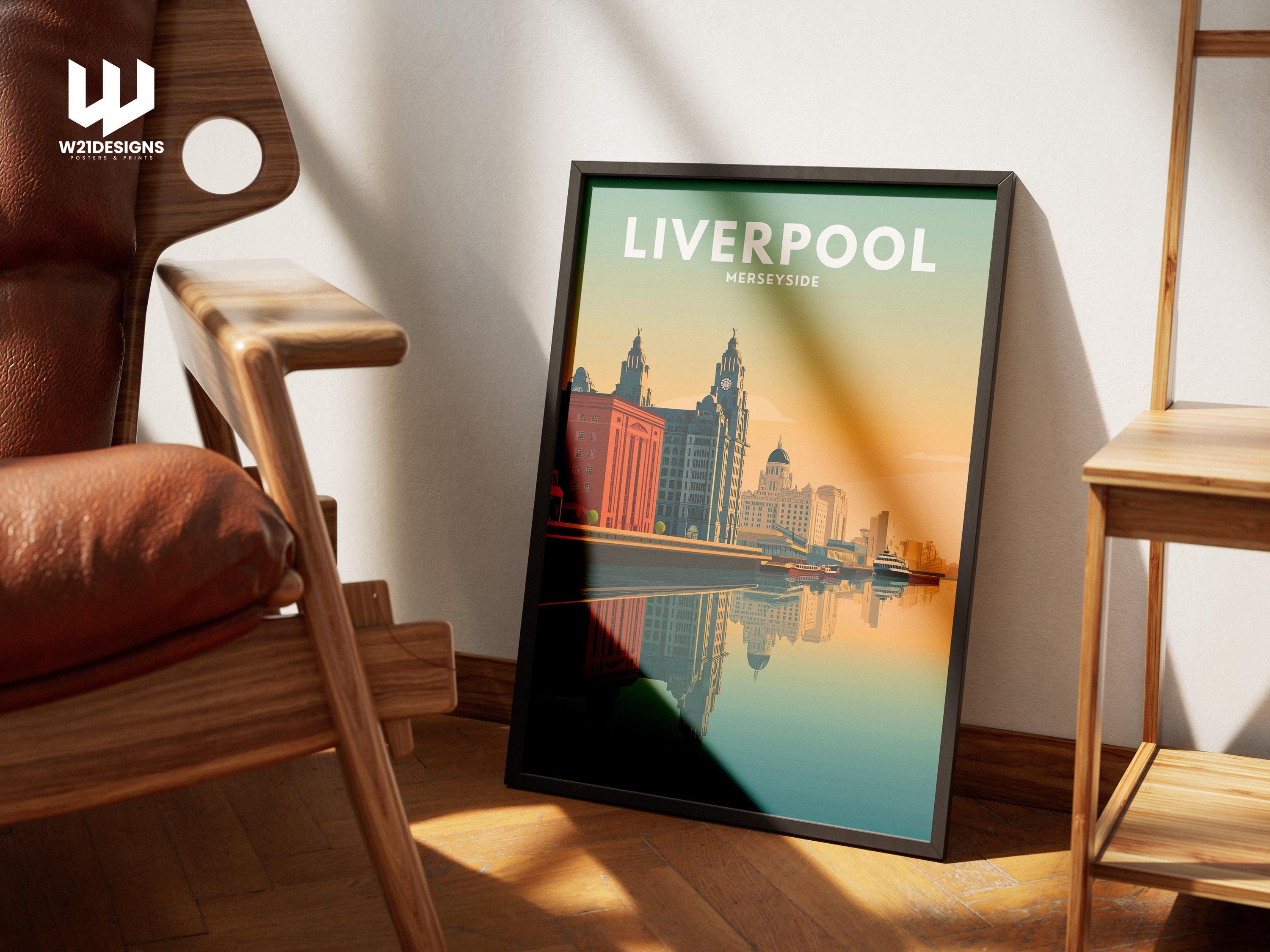 Liverpool Travel Poster | Merseyside Dock Wall Art | Vintage Waterfront Print