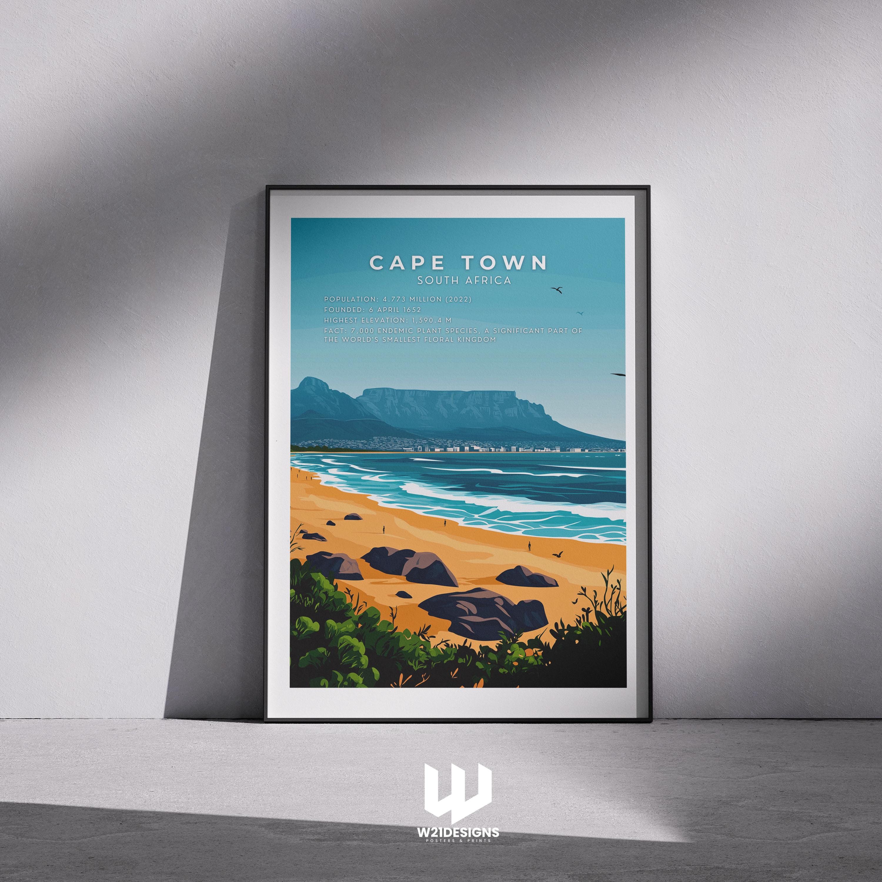 Cape Town Travel Poster: South Africa, Table Mountain Art