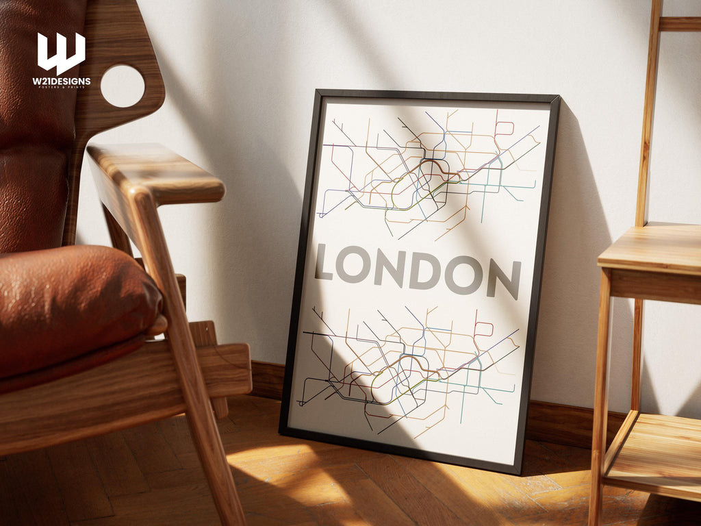 London Underground Map Print: Minimalist Commuter Wall Art