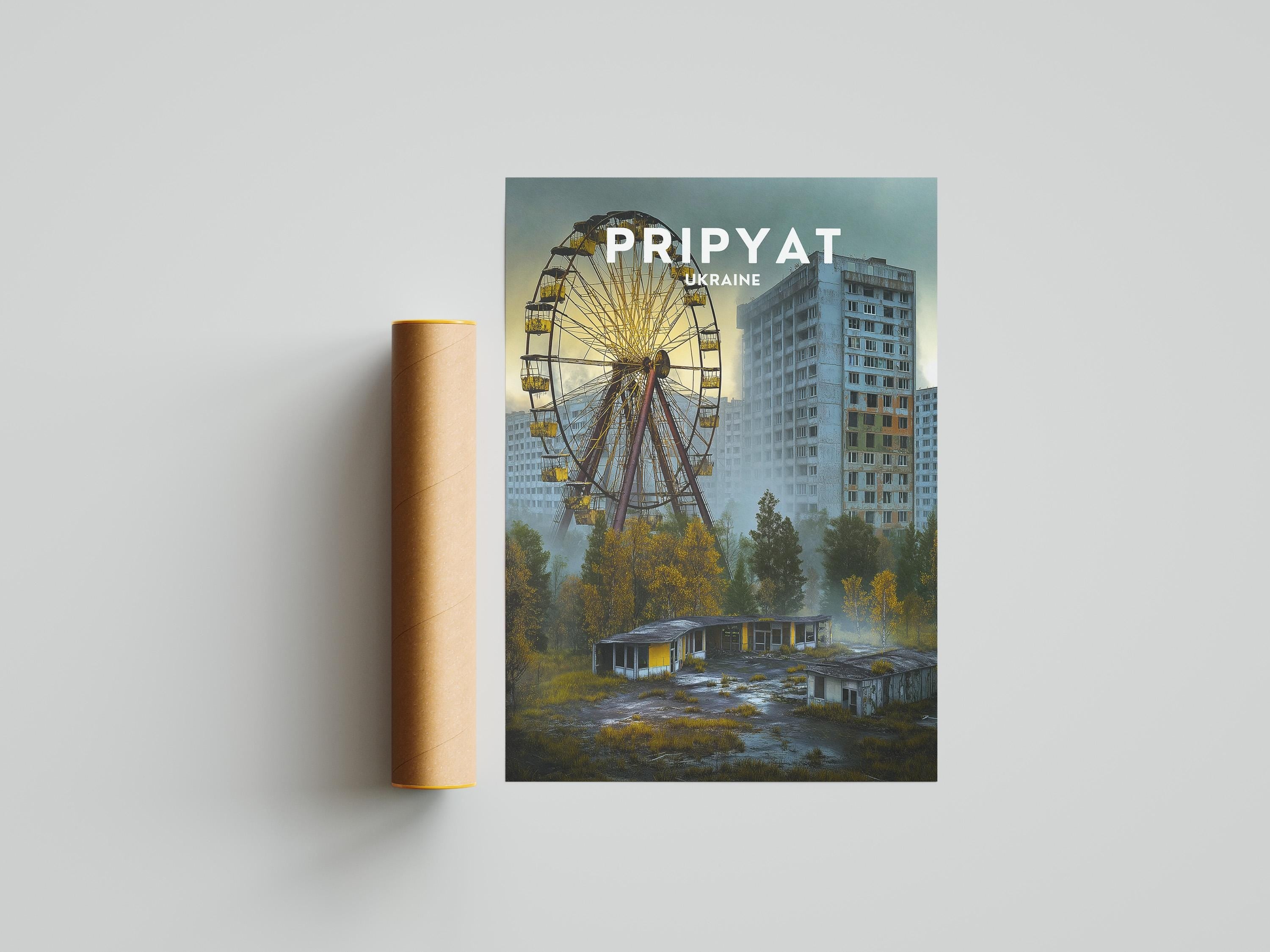 Pripyat Ukraine Poster - Chernobyl Travel Print, Abandoned City Wall Art, Urban Decay Decor, Soviet Architecture Home Artwork