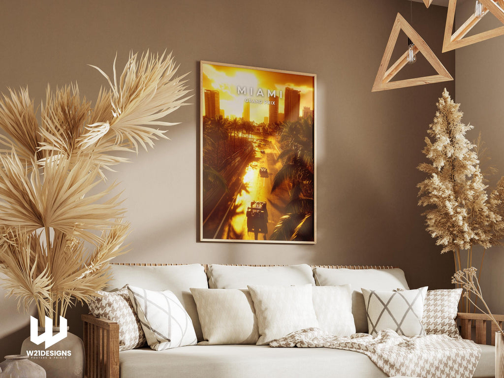 Miami Grand Prix Poster: F1 Racing Sunset Art Print