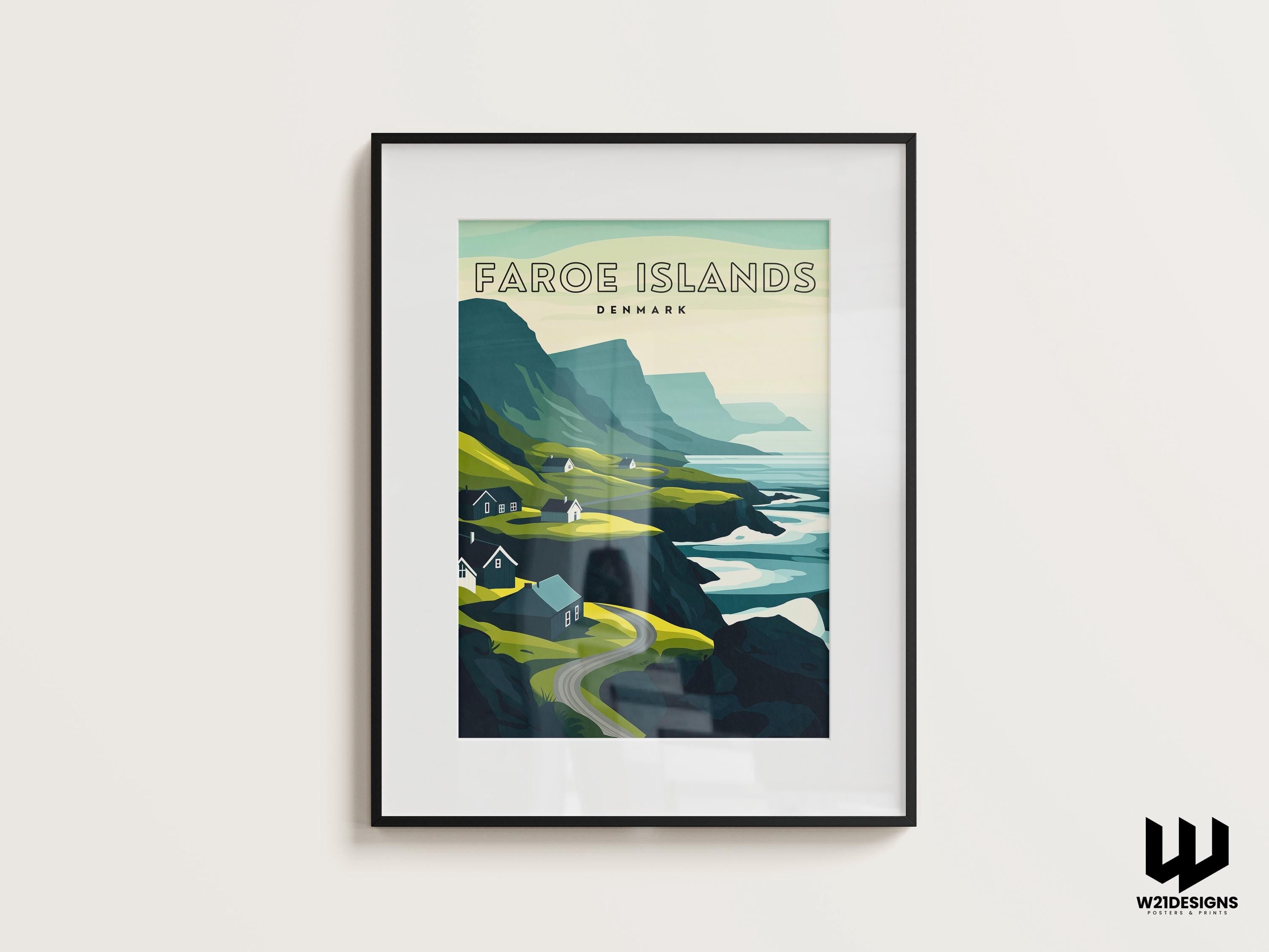 Faroe Islands Travel Poster: Nordic Coastal Art Print