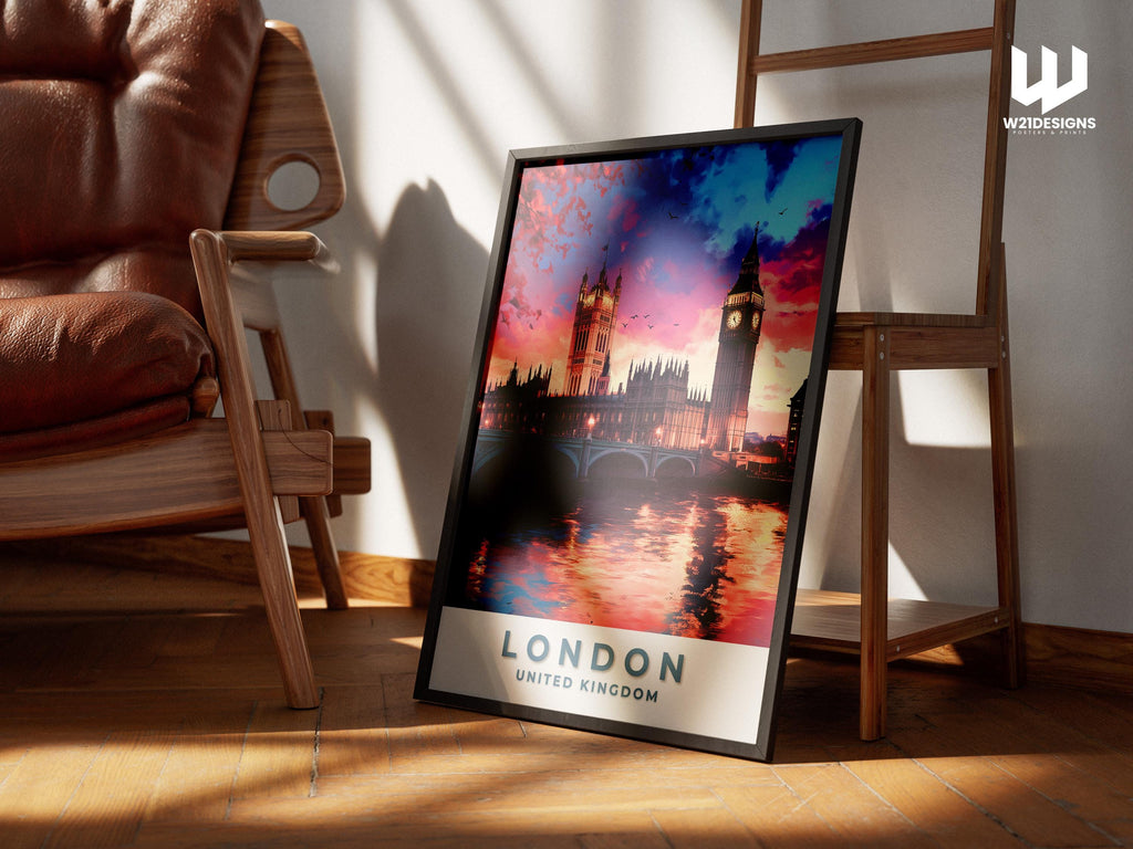 London Skyline Poster: Big Ben & Westminster Bridge Art Print