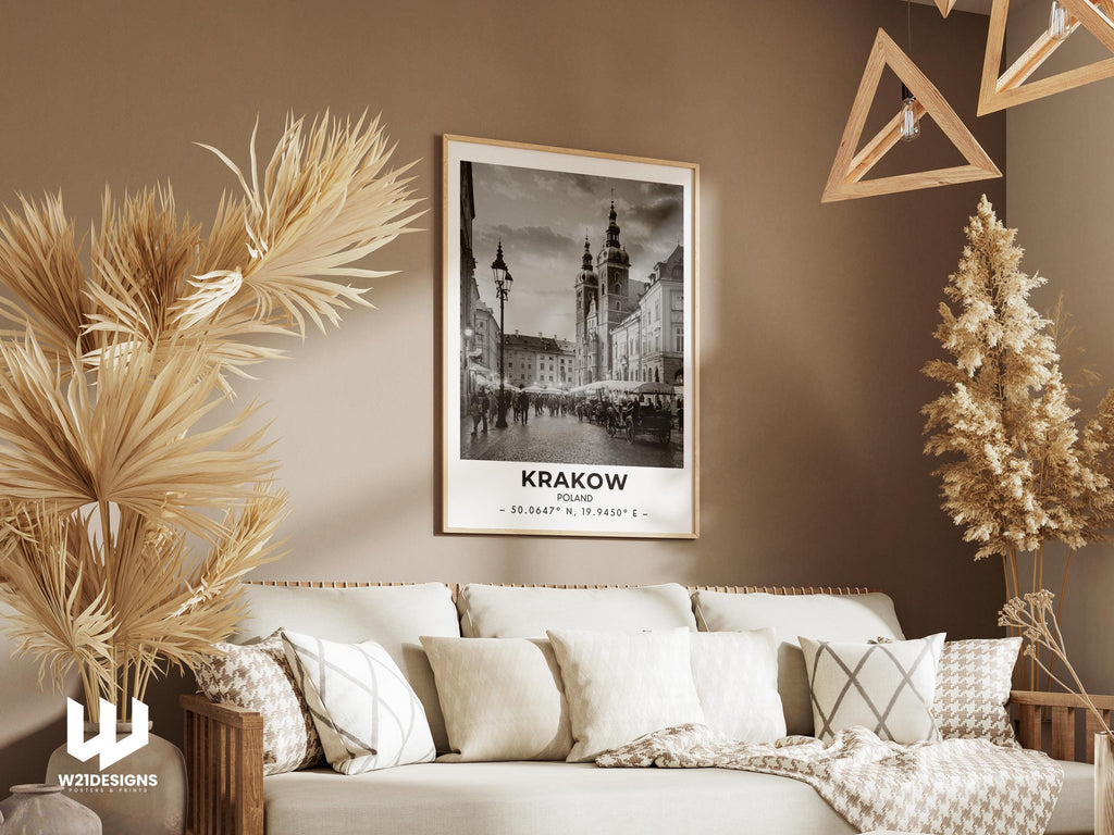 Krakow Poland Travel Print: Historic Cityscape Wall Art