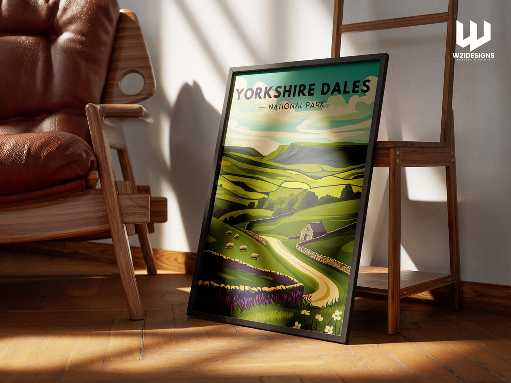 Yorkshire Dales National Park Landscape Poster: UK Countryside Wall Art Print for Nature Lovers