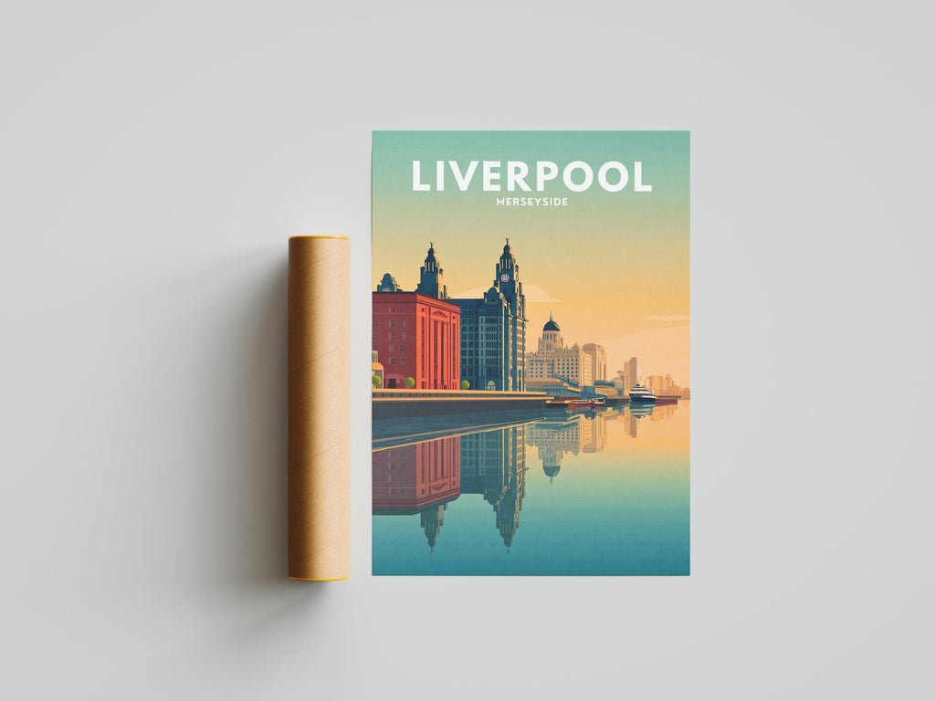 Liverpool Travel Poster | Merseyside Dock Wall Art | Vintage Waterfront Print
