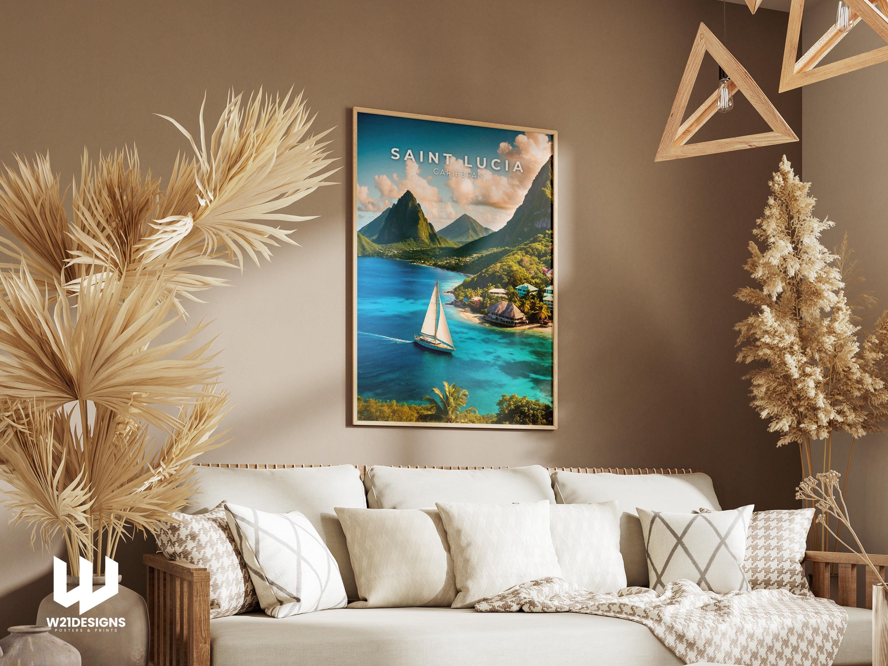 Saint Lucia Travel Poster: Caribbean Island Paradise Art Print
