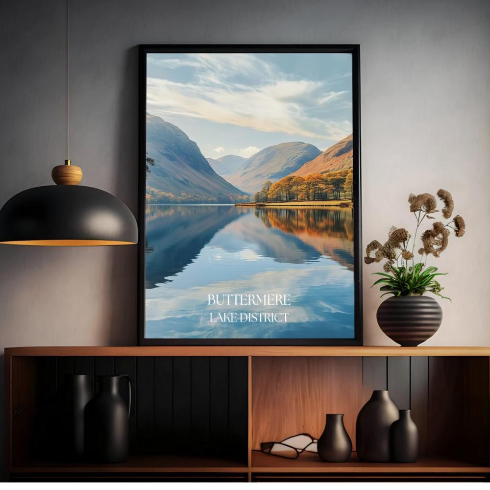 Buttermere Lake District Print: Scenic UK Landscape Travel Poster