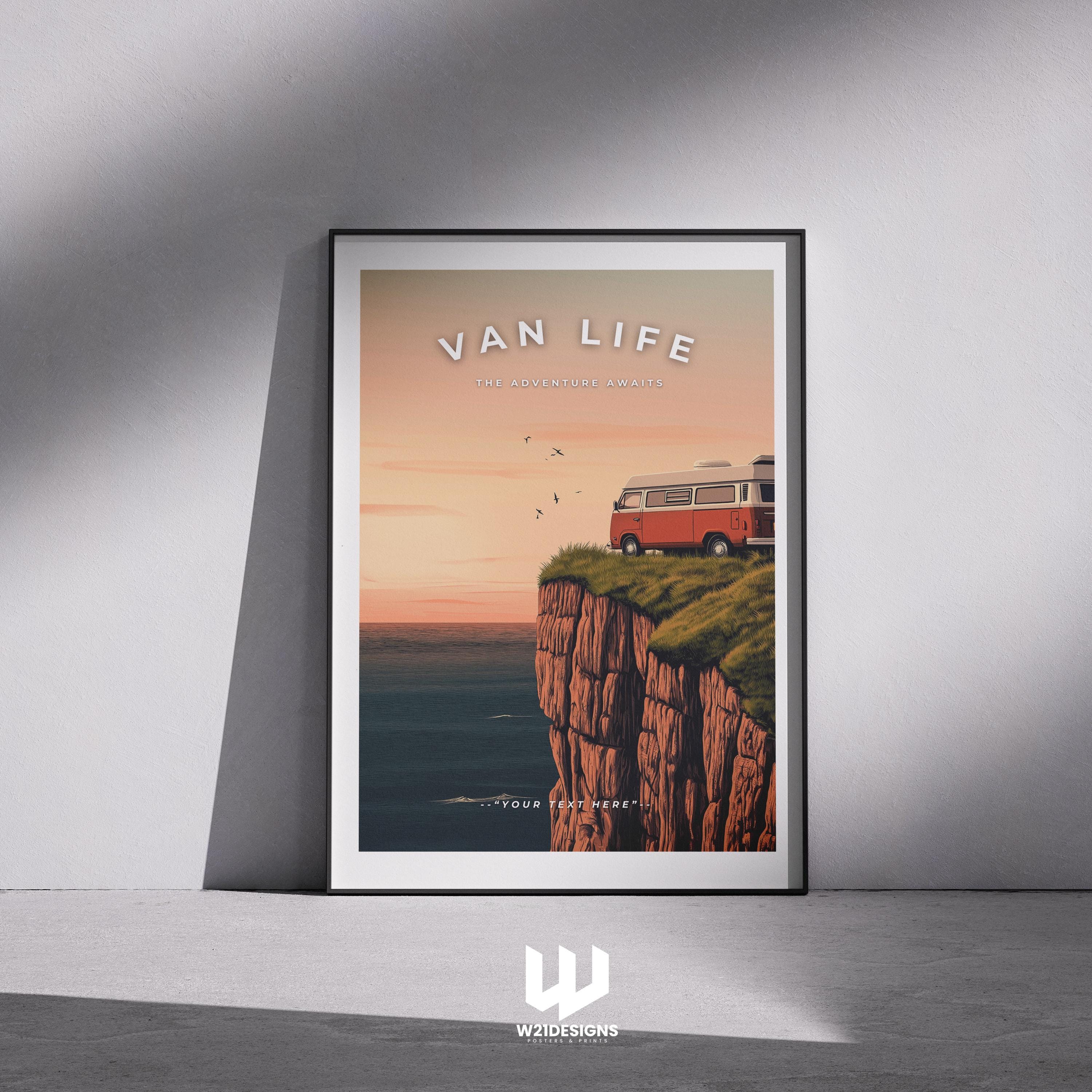 Custom Camper Van Print: Van Life Adventure Travel Poster