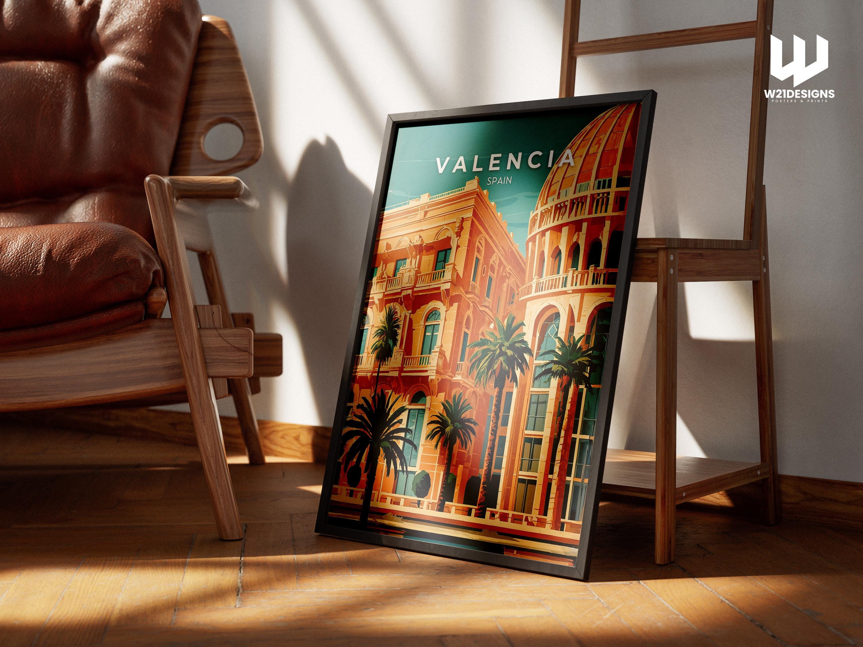 Valencia Spain Travel Poster: Mediterranean Cityscape Art Print