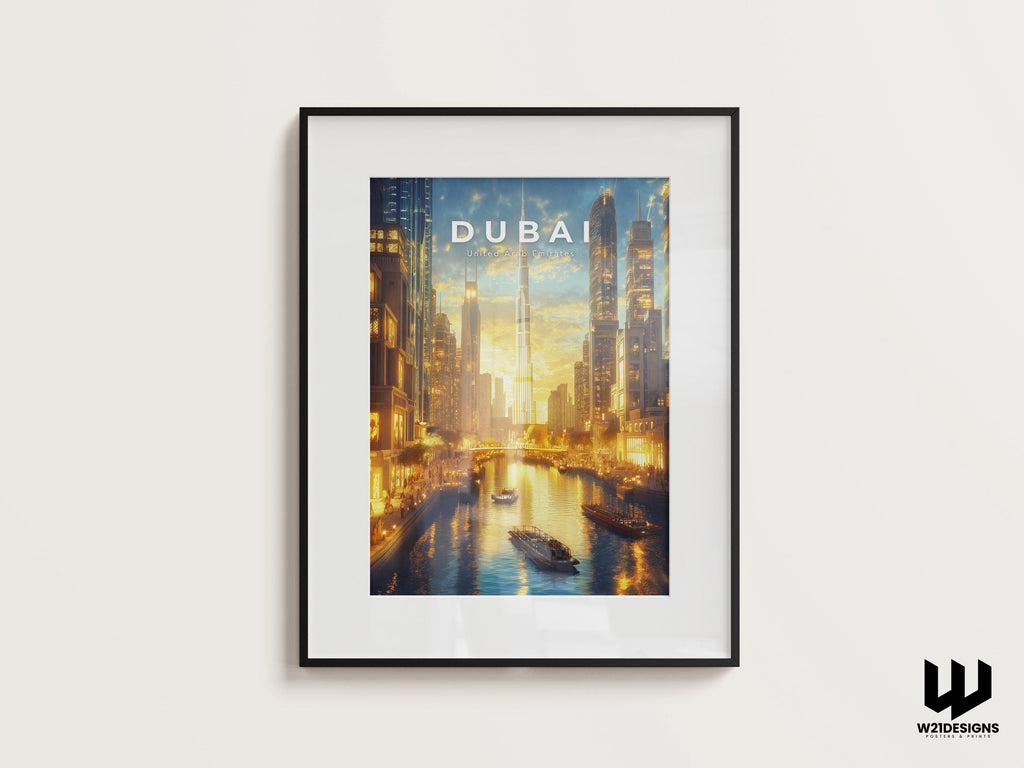 Dubai Skyline Print: Burj Khalifa, Modern Cityscape Wall Art