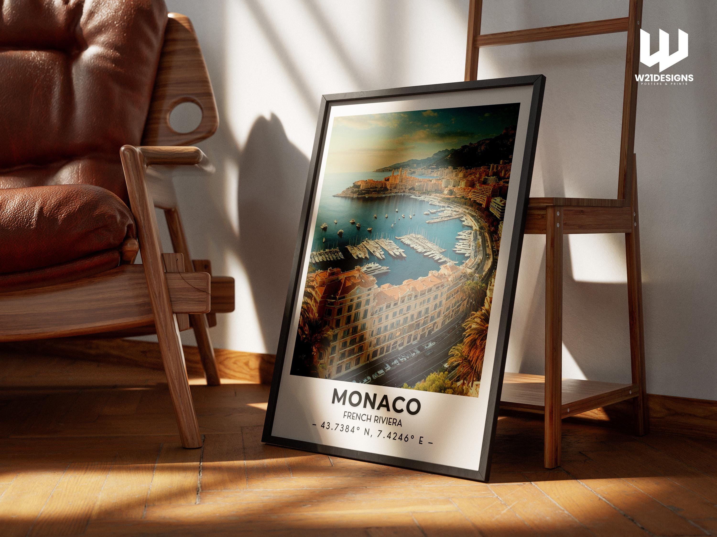 Monaco Travel Poster: French Riviera Yacht Harbor Art
