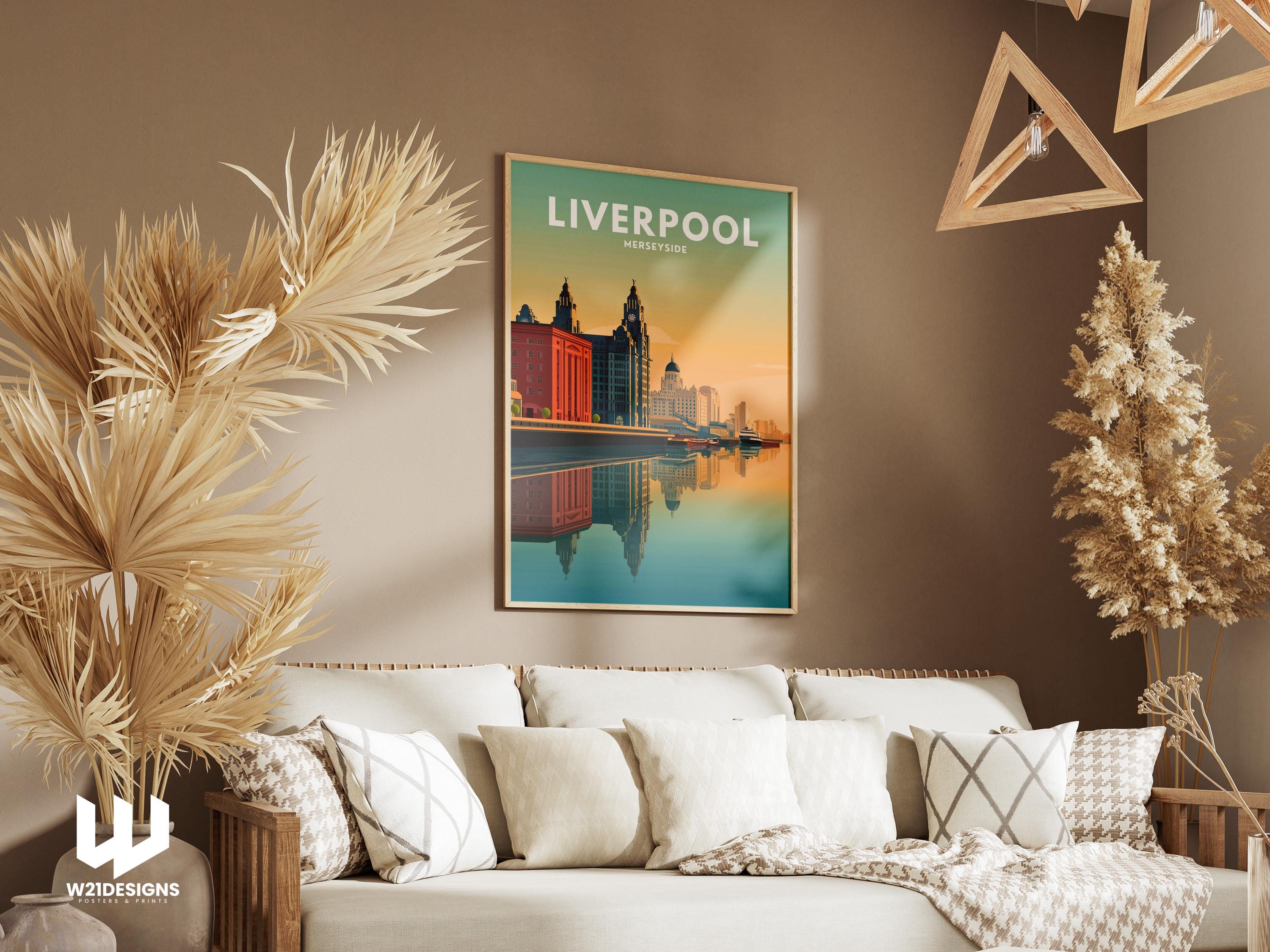 Liverpool Travel Poster | Merseyside Dock Wall Art | Vintage Waterfront Print