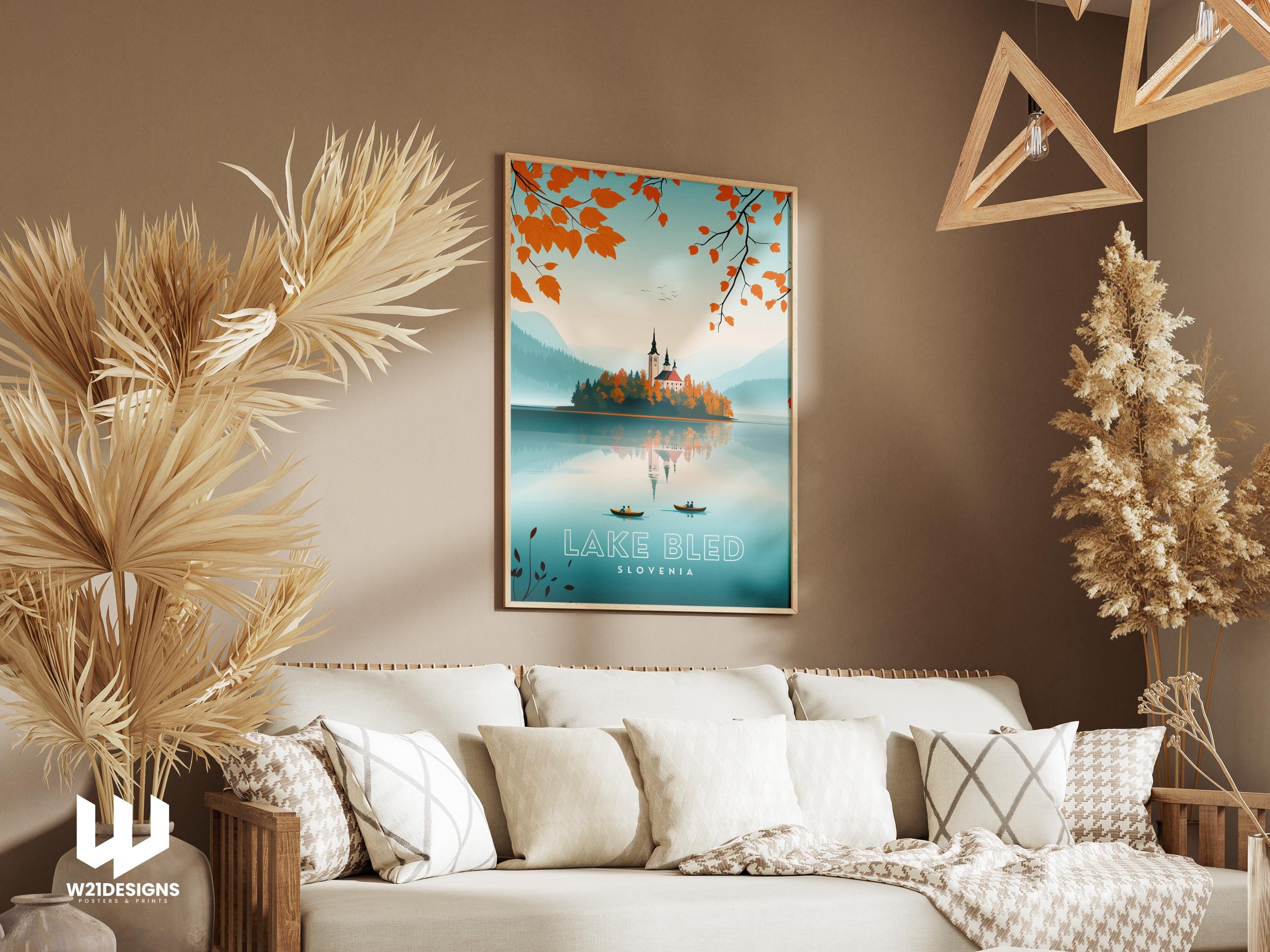 Lake Bled Print: Slovenia Travel Poster, Alpine Landscape Art