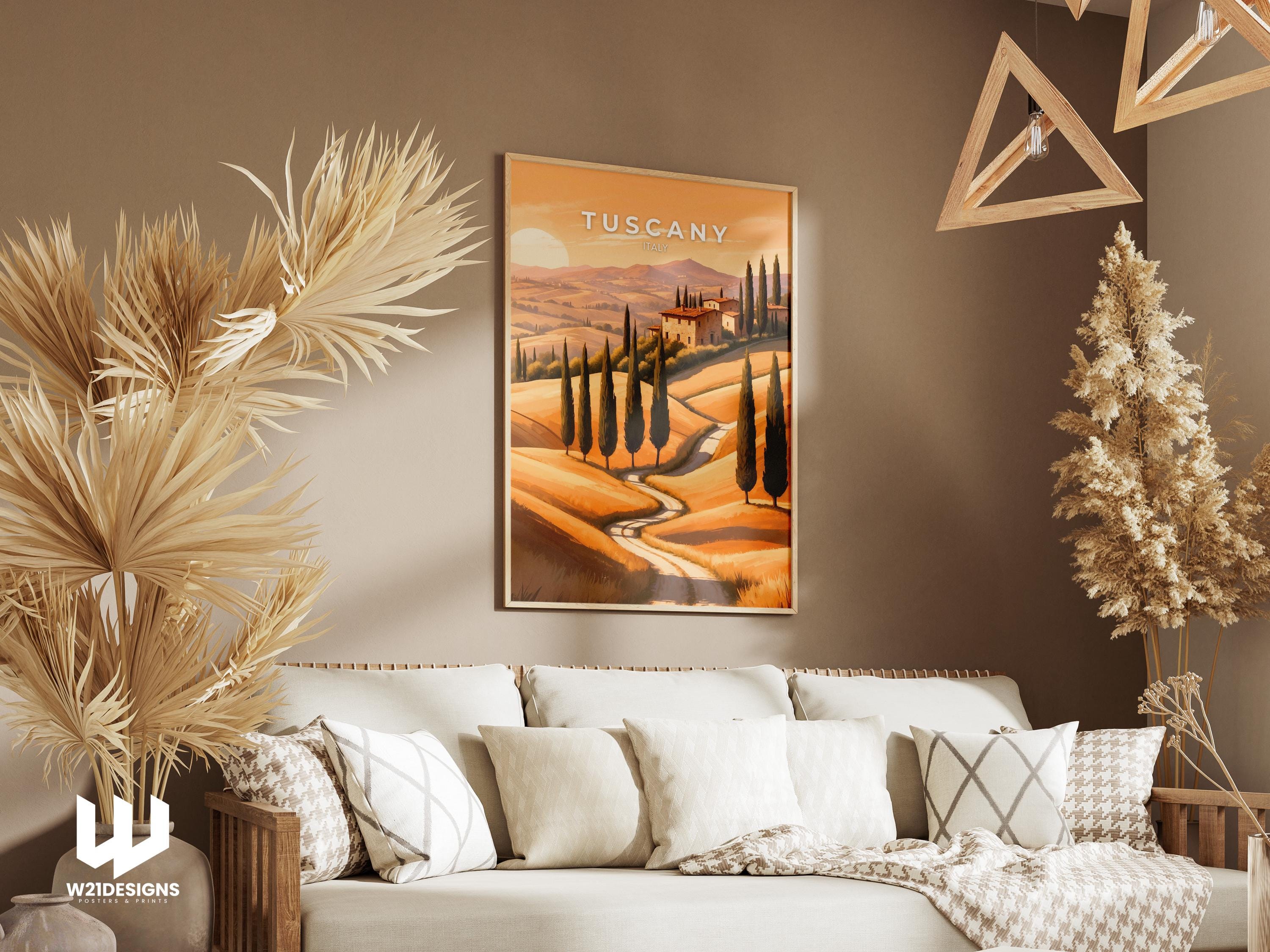 Tuscany Print: Golden Hills, Italy Travel Poster