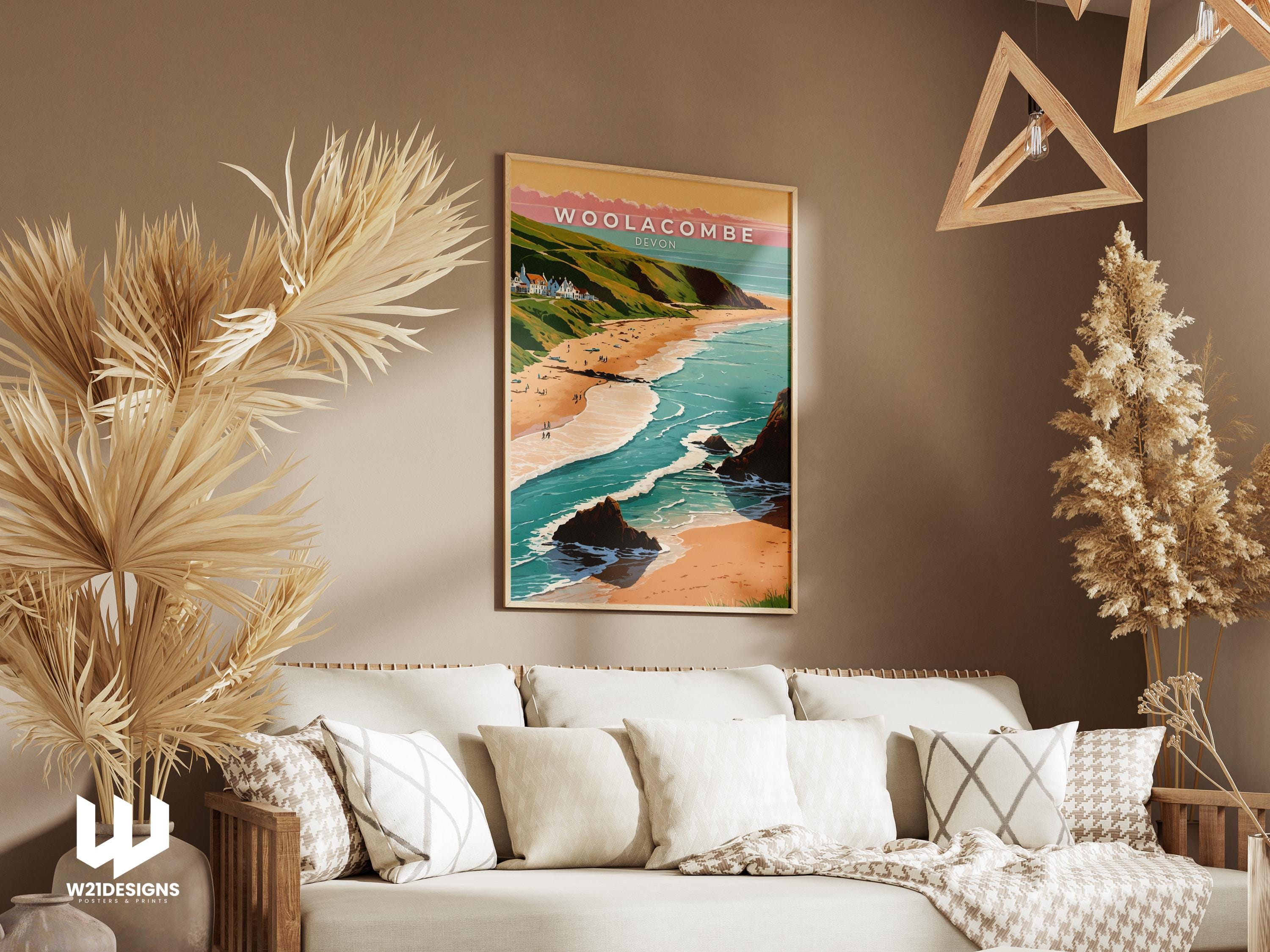 Woolacombe Beach Print: Vintage Devon Coast, England Travel Art