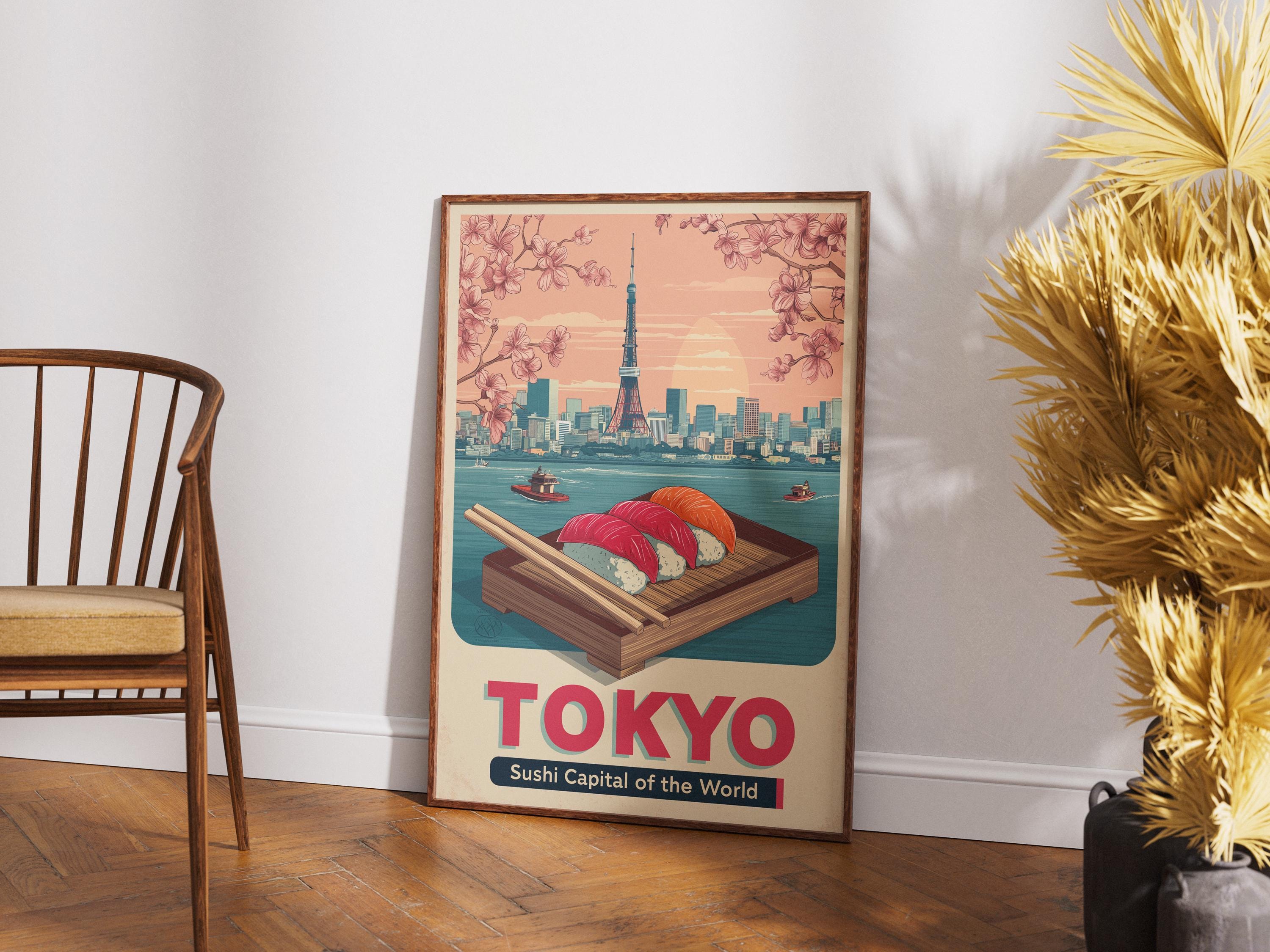 Tokyo Travel Poster: Vintage Japanese Sushi Art Print
