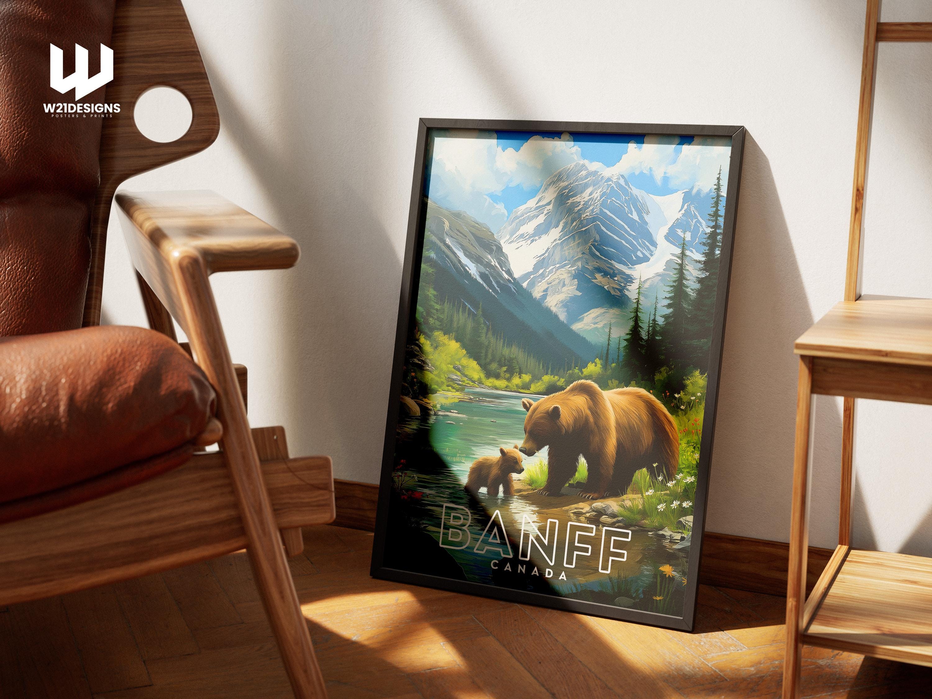 Banff Travel Poster: Illustrated Canada Mountain Landscape Art Print